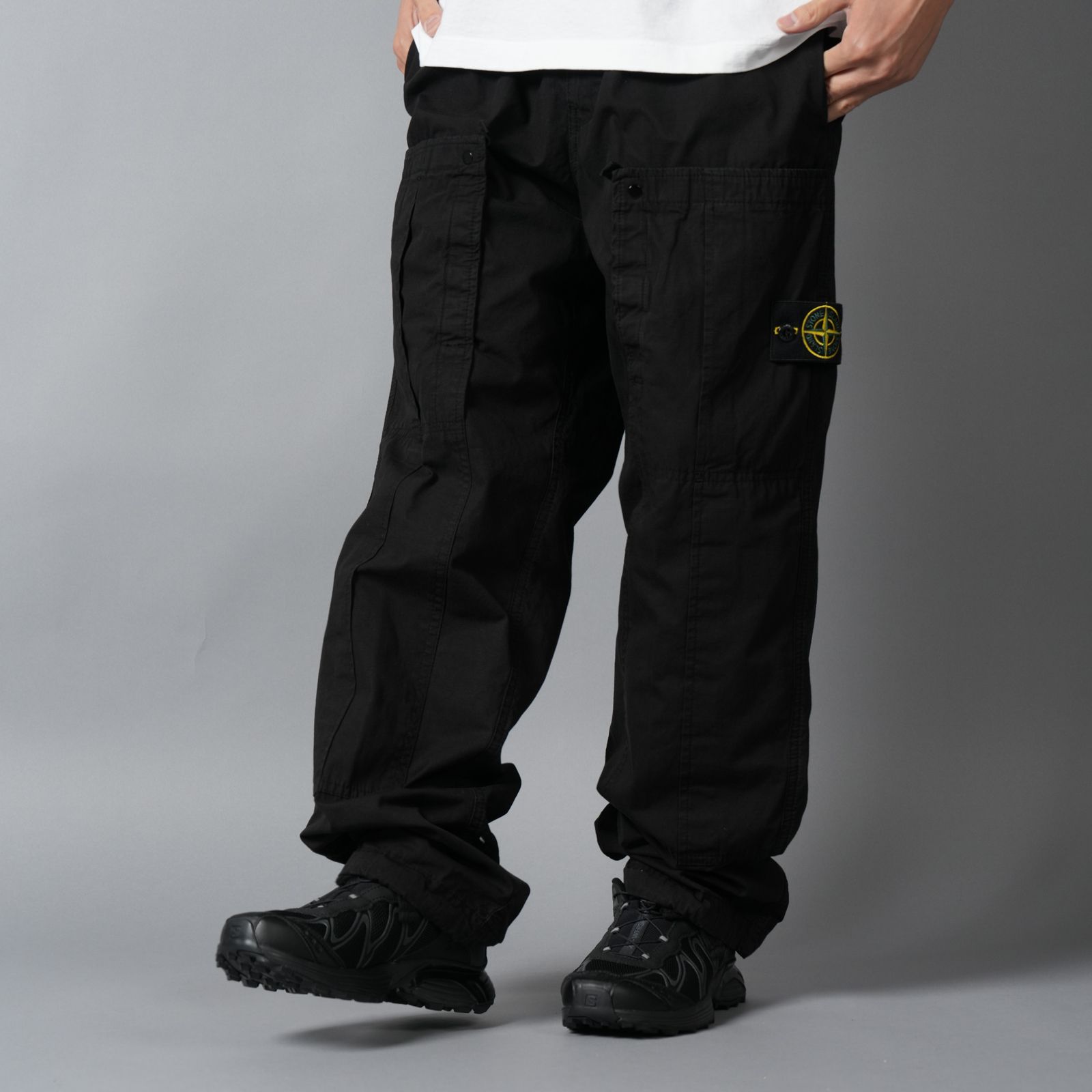 3100007 MERCERISED ORGANIC COTTON RIPSTOP / カーゴパンツ (ブラック)