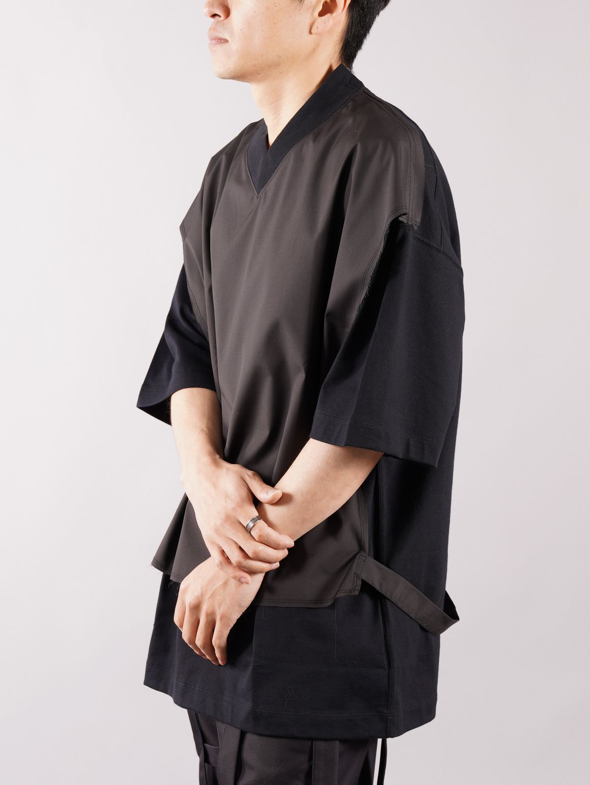 ラスト1点 / LAYERED T-SHIRTS "白髮一雄" / レイヤードTシャツ (ブラック)