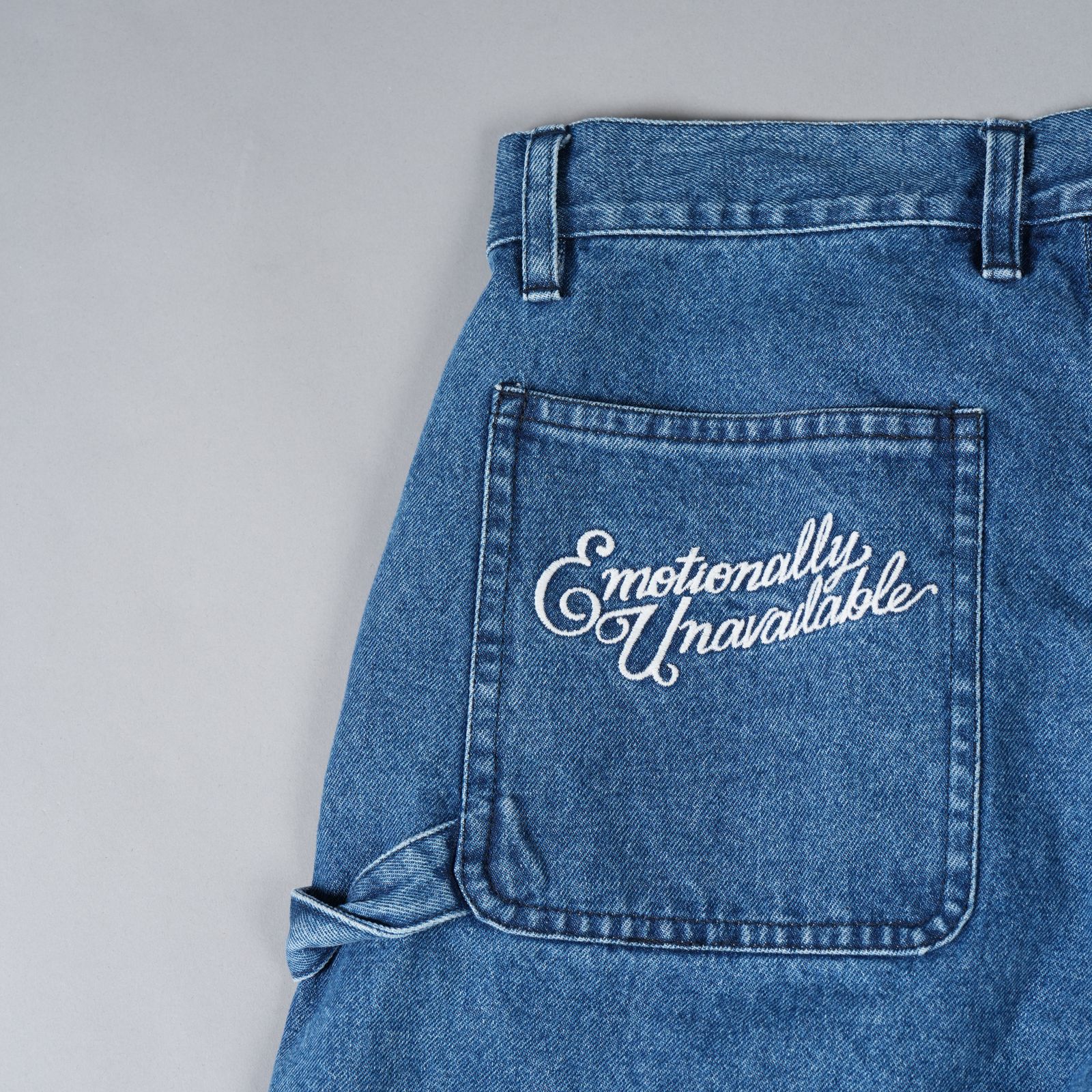 【ラスト1点】EMBRD CARPNTR DENIM PANT /  エンブロイダリー カーペンター デニムパンツ (ブルー)