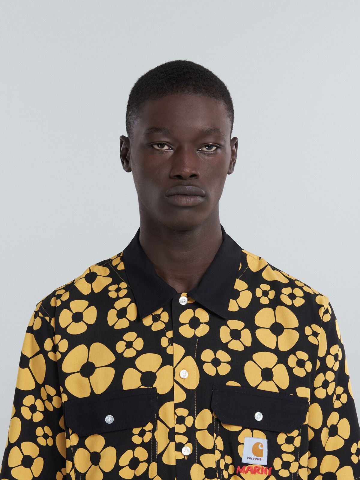 MARNI - MARNI X CARHARTT WIP - YELLOW SHORT-SLEEVED FLORAL SHIRT 