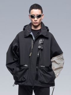 【ラスト1点】J115-GT / 3L Gore-Tex Pro Interops Jacket / work jacket / ワークジャケット / ナイロンジャケット[ゴアテックス プロ] [ワイドフィット] (ブラック/ホワイト)