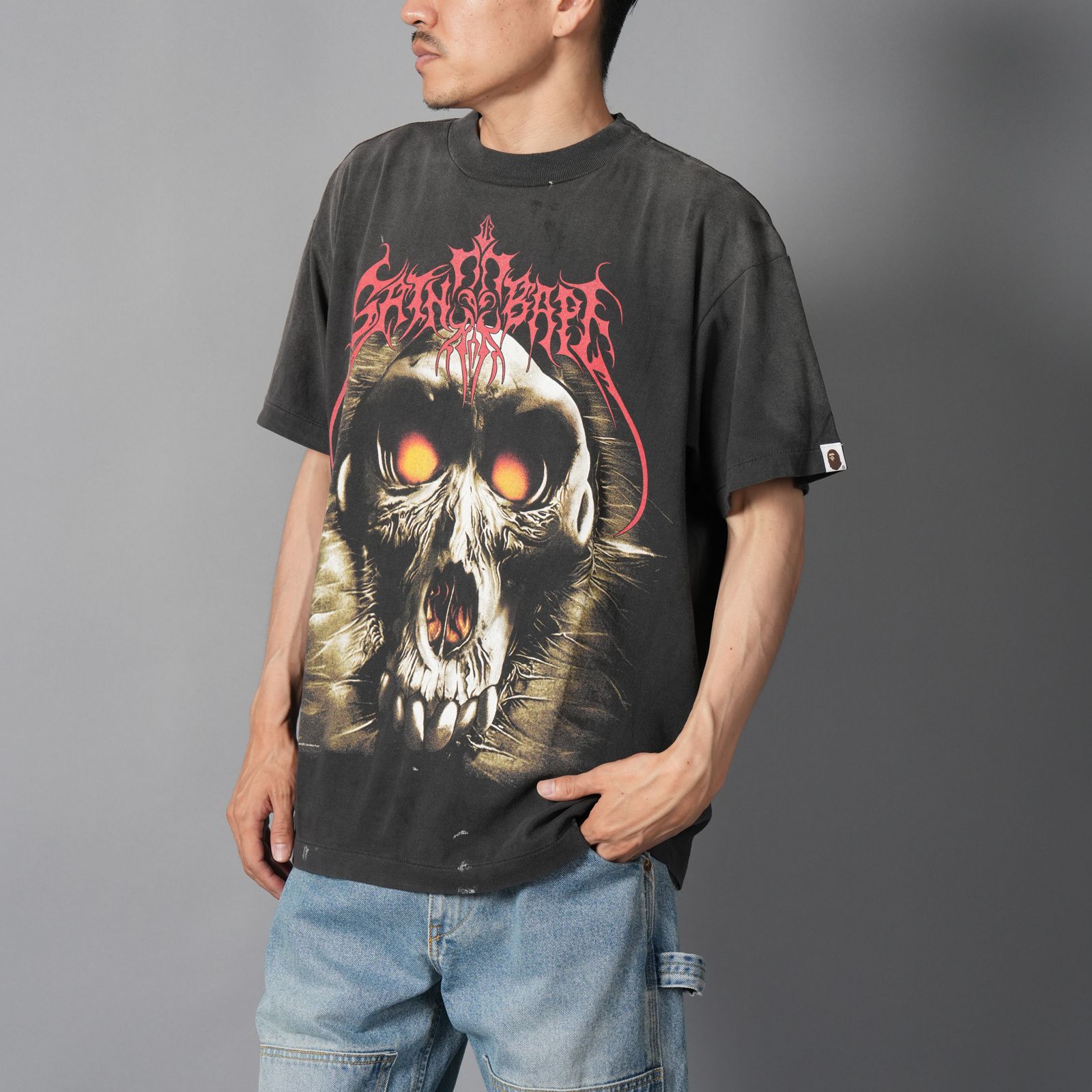 【コラボ】SM-HR1-0000-C37 / BAPE_SS TEE / SAINT BAPE / BLACK / Tシャツ (ブラック)