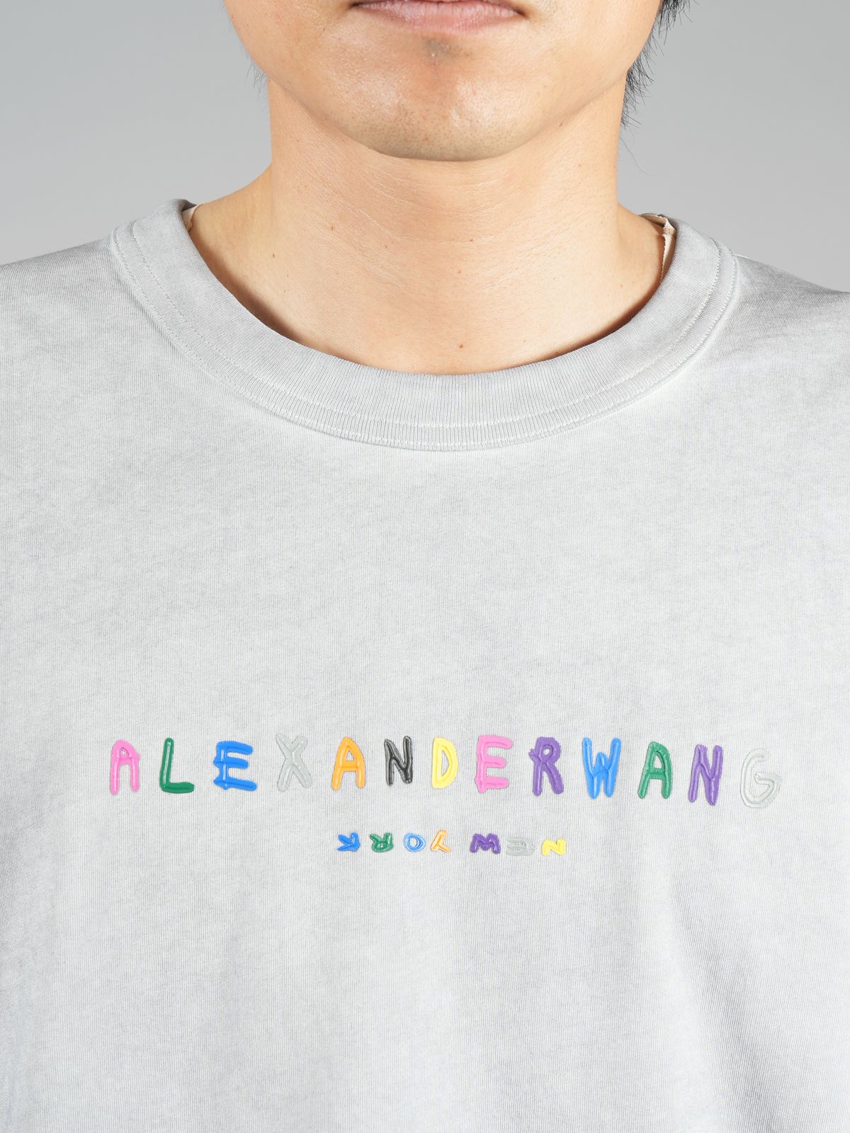 alexander wang - LONG SLEEVE TEE WITH MULTICOLOR PUFF LOGO 