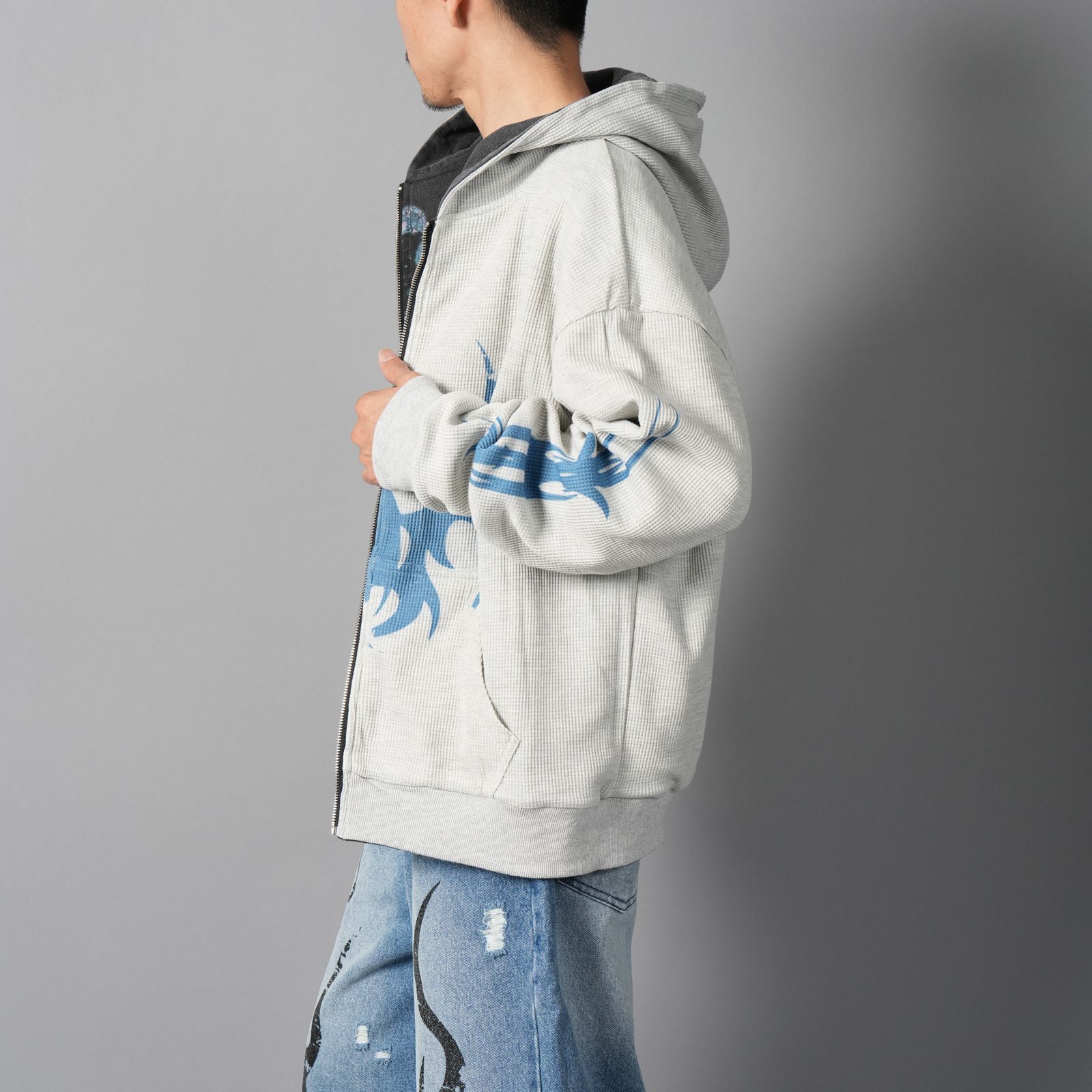 Reversible Pharma/Crank Zip Hooded Sweatshirt / リバーシブル ファーマ／クランク ジップ フーデッド スウェットシャツ (ヴィンテージブラック/ホワイト)