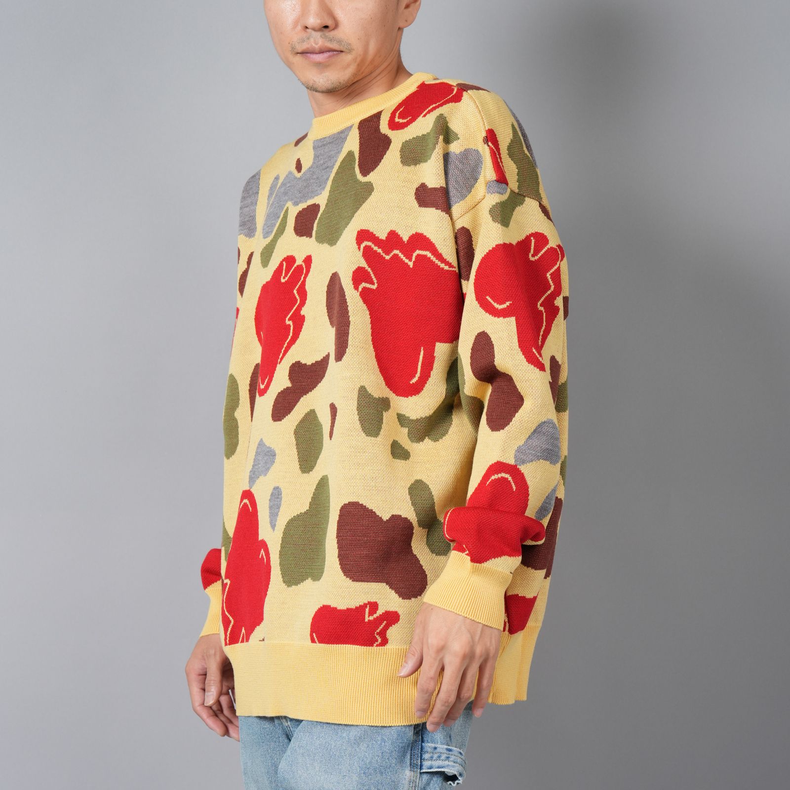【ラスト1点】HEART CAMO KNIT / ハートカモニット (ベージュ)