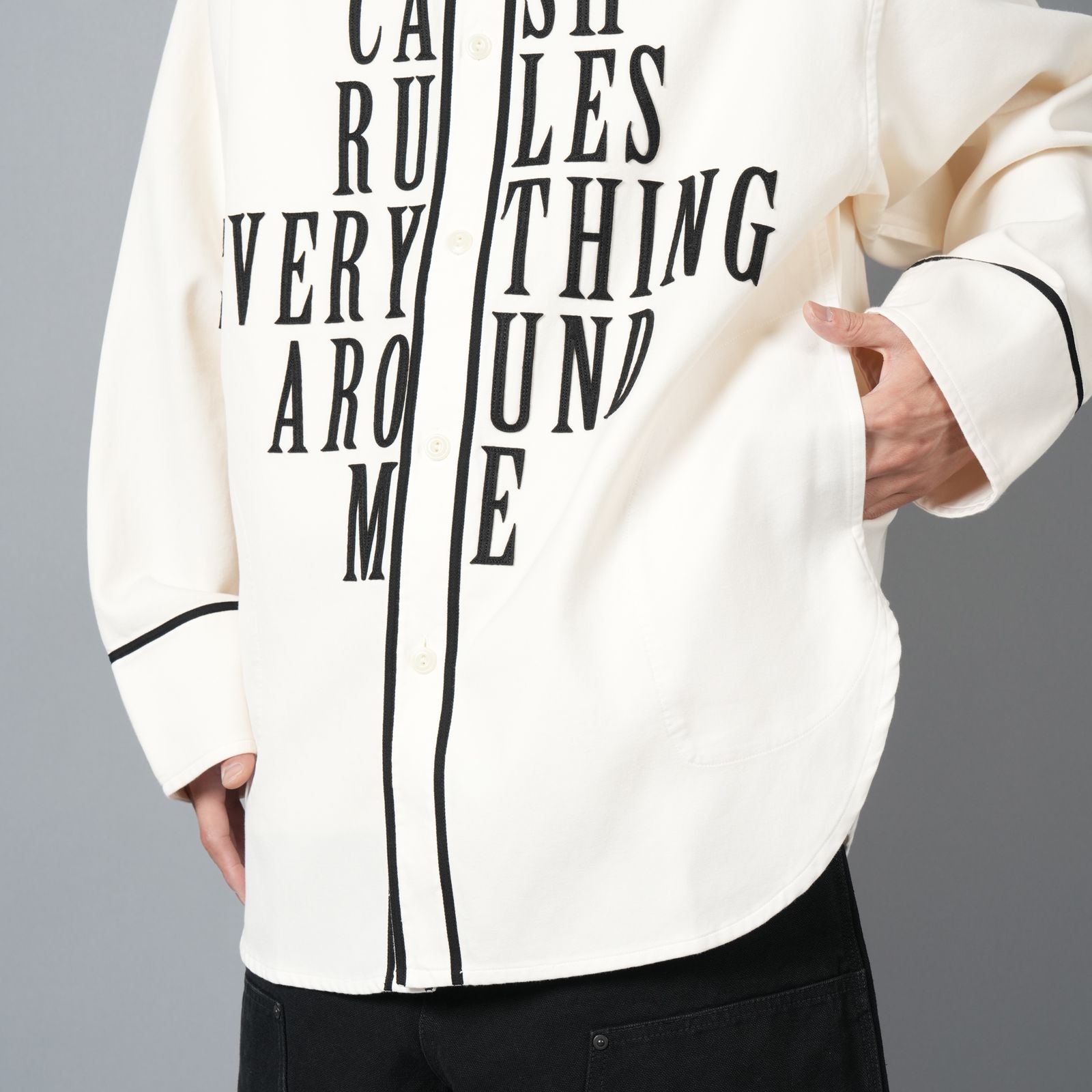 【ラスト1点】BASEBALL SHIRTS "C.R.E.A.M" (L/S) / ベースボールシャツ (ホワイト)