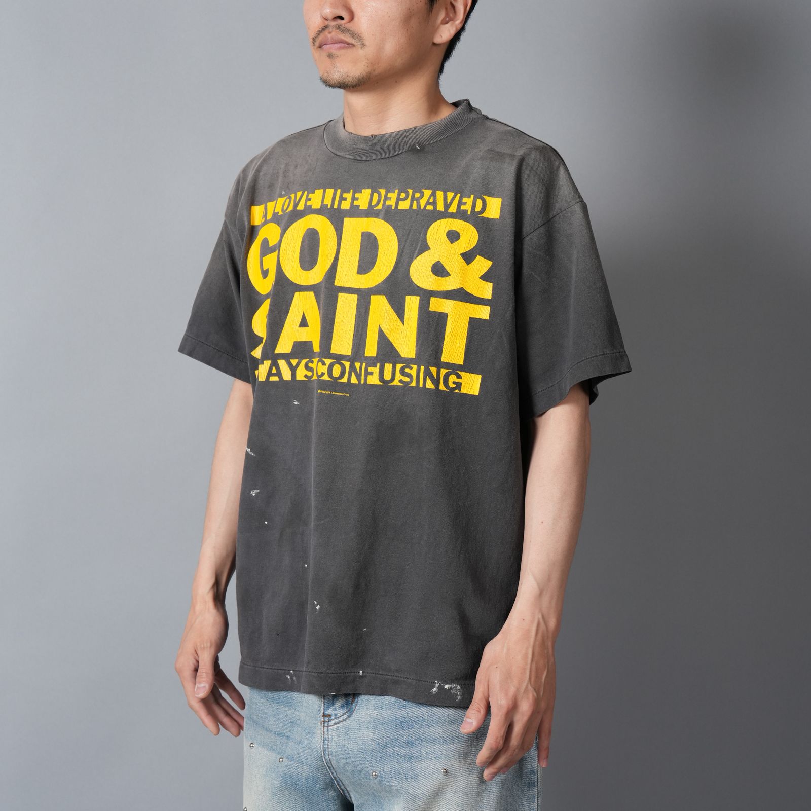 【残りわずか】SM-MK8-0000-004 / SS T-SHIRT / GOD SAINT / BLACK / Tシャツ (ブラック)