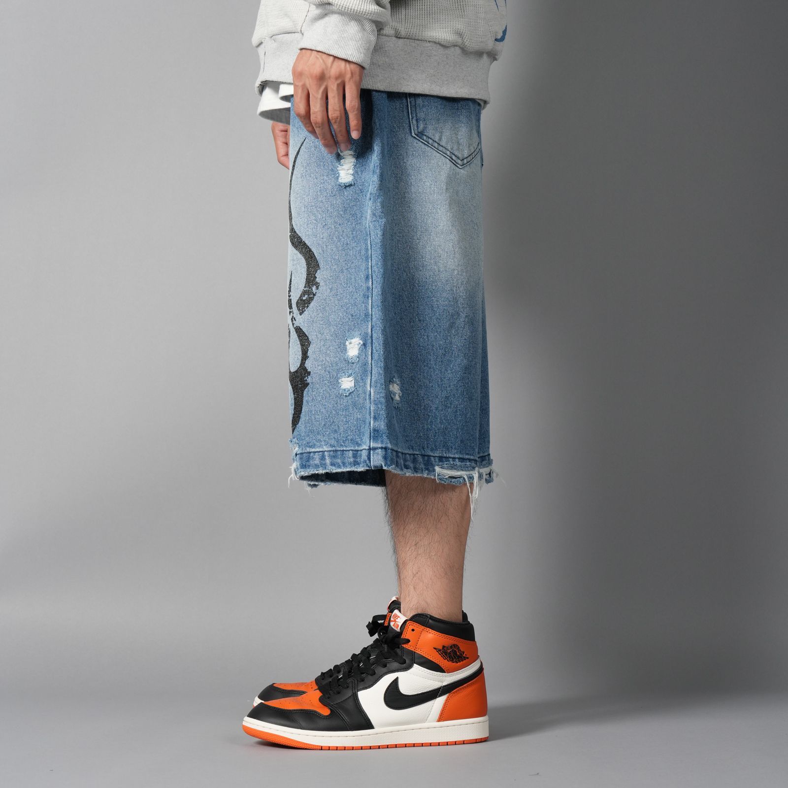 【残りわずか】 Tribal Denim Five-pocket Shorts / トライバル デニム ファイブポケット ショーツ (ヴィンテージブルー)