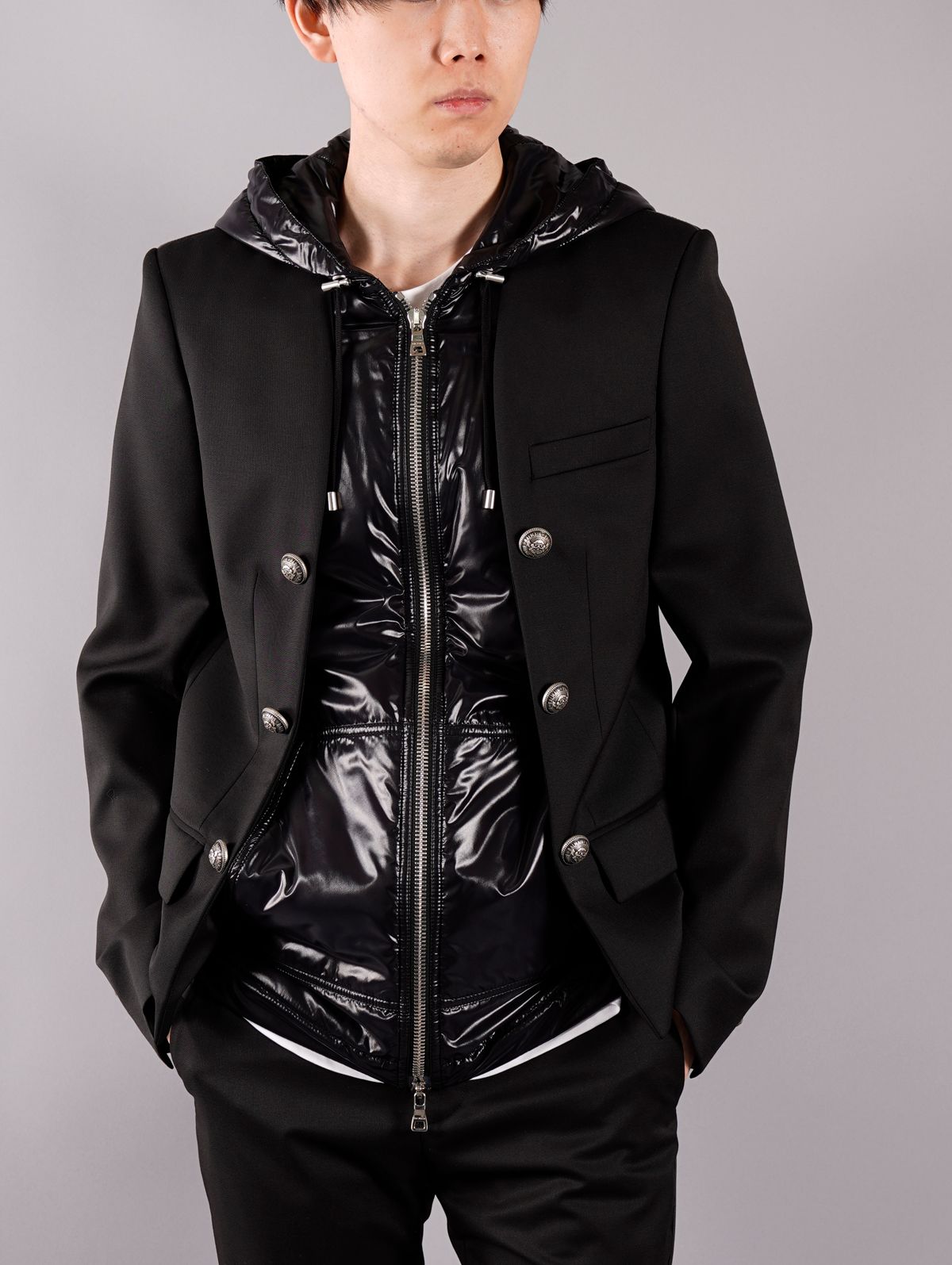 【ラスト1点】BH2 HOODED JACKET W / ZIPPED SW / フーデッド ジャケット (テーラード&ナイロンジャケット) / ブラック / メンズ