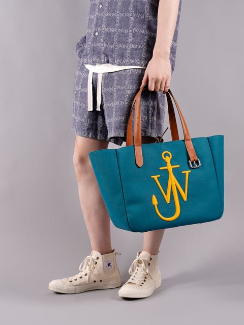 ラスト1点 / RECYCLED CANVAS BELT TOTE / リサイクルド キャンバス トート バック (ブルー/イエロー)