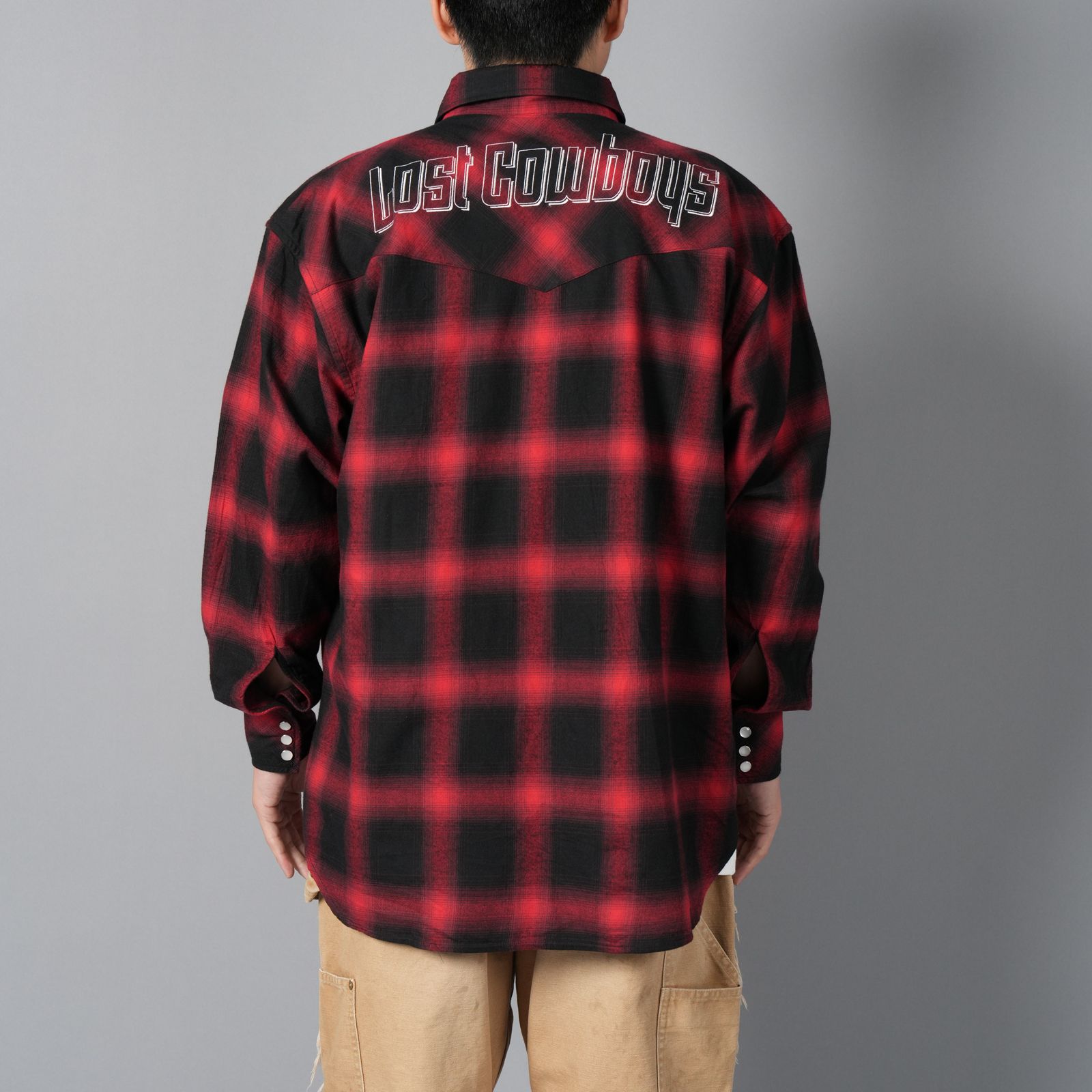 OMBRE PLAID WESTERN SHIRTS (L/S) / ウエスタンシャツ (レッド)