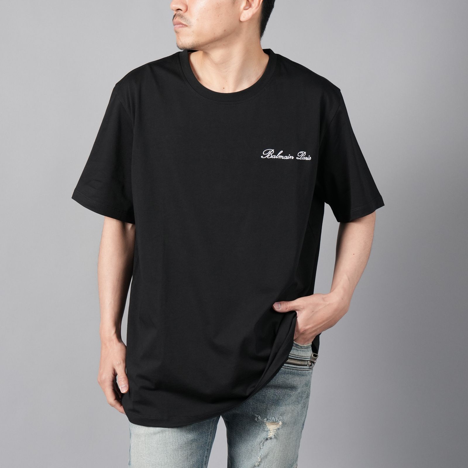 BALMAIN バルマン メタリックシグネチャーロゴTシャツ M