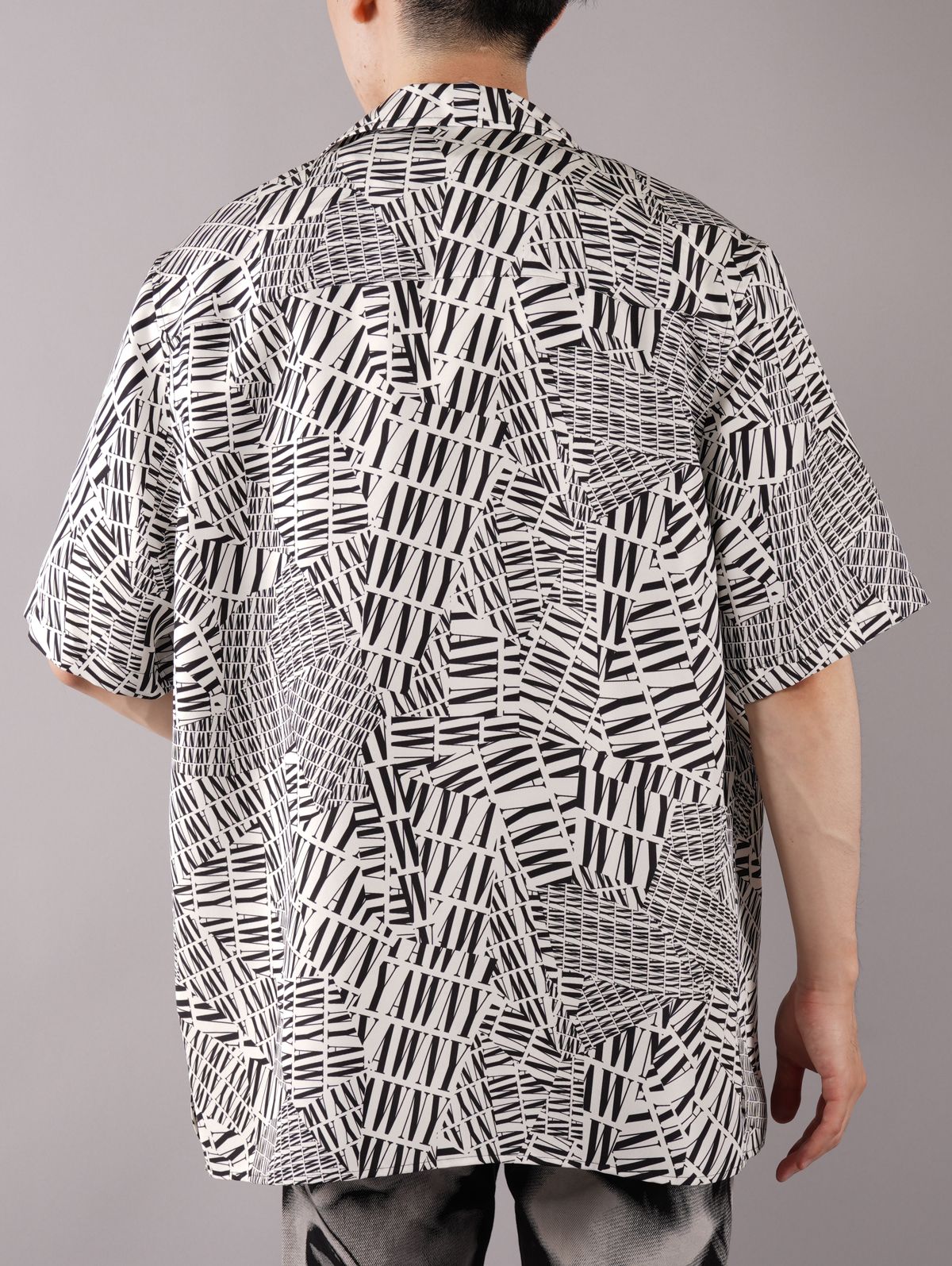 PRINTED LOGO SILK HAWAIIAN SHIRT / プリンテッド ロゴ シルク ハワイアン シャツ(ホワイト)
