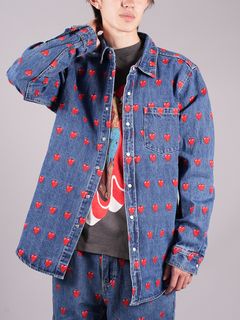 ラスト1点 / EU LOGO PATTERN BUTTON UP SHIRT / デニムシャツ   (インディゴ)