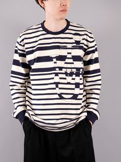 ラスト1点 / DECONSTRUCTED ANCHOR LS T-SHIRT / デコントレステッド アンカー ロングスリーブTシャツ (ネイビー/ホワイト)