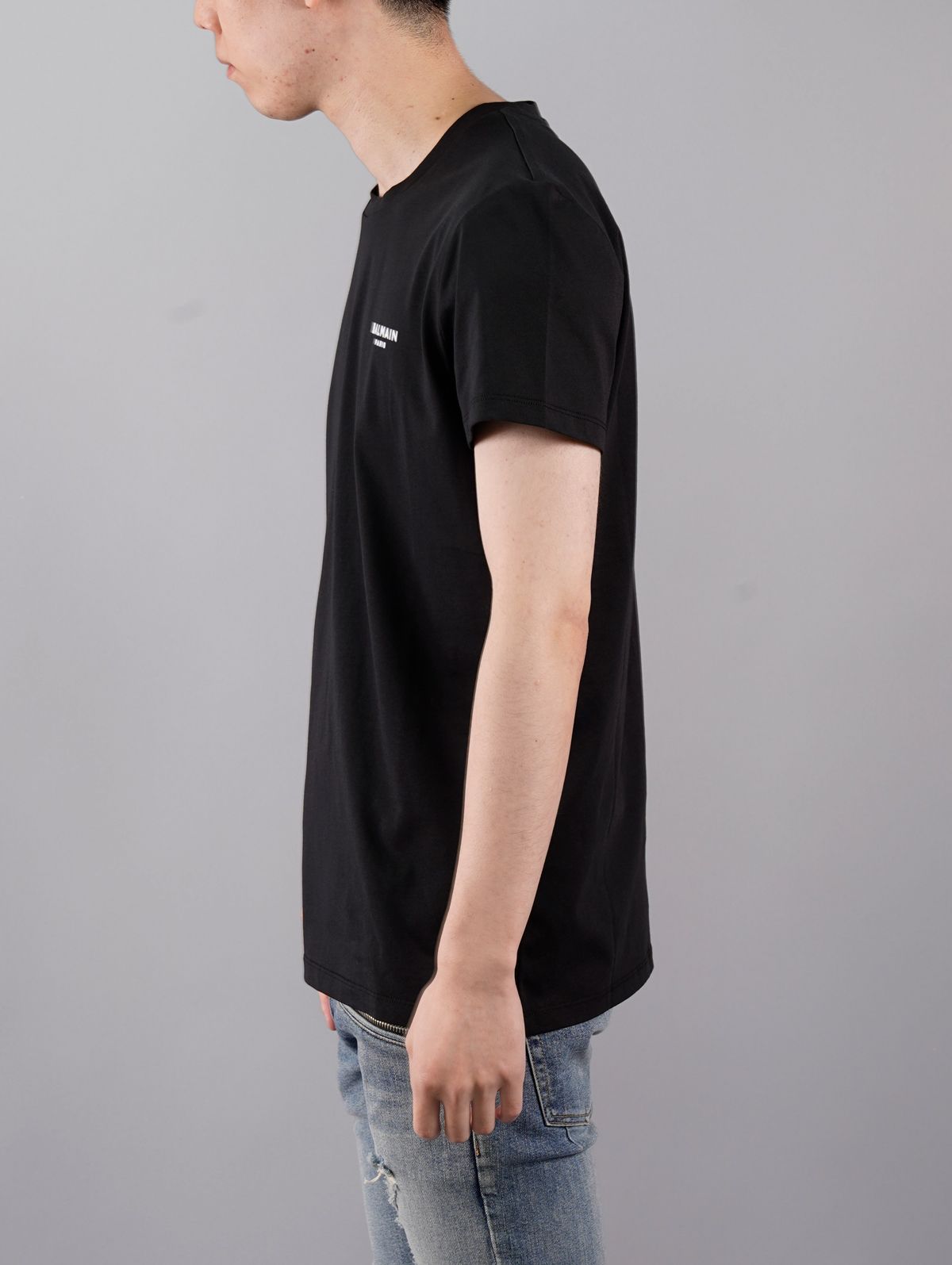 休日限定 BALMAIN - 【ラスト1点】Black Cotton T-shirt White Balmain トップス