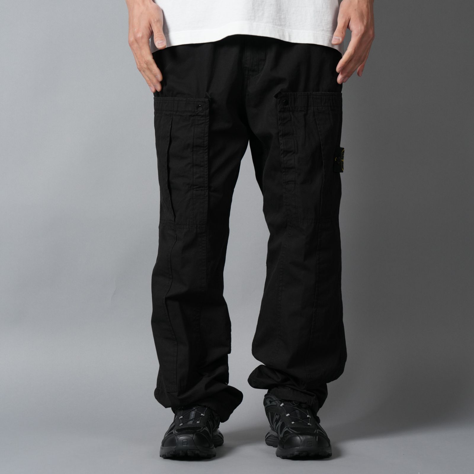 3100007 MERCERISED ORGANIC COTTON RIPSTOP / カーゴパンツ (ブラック)