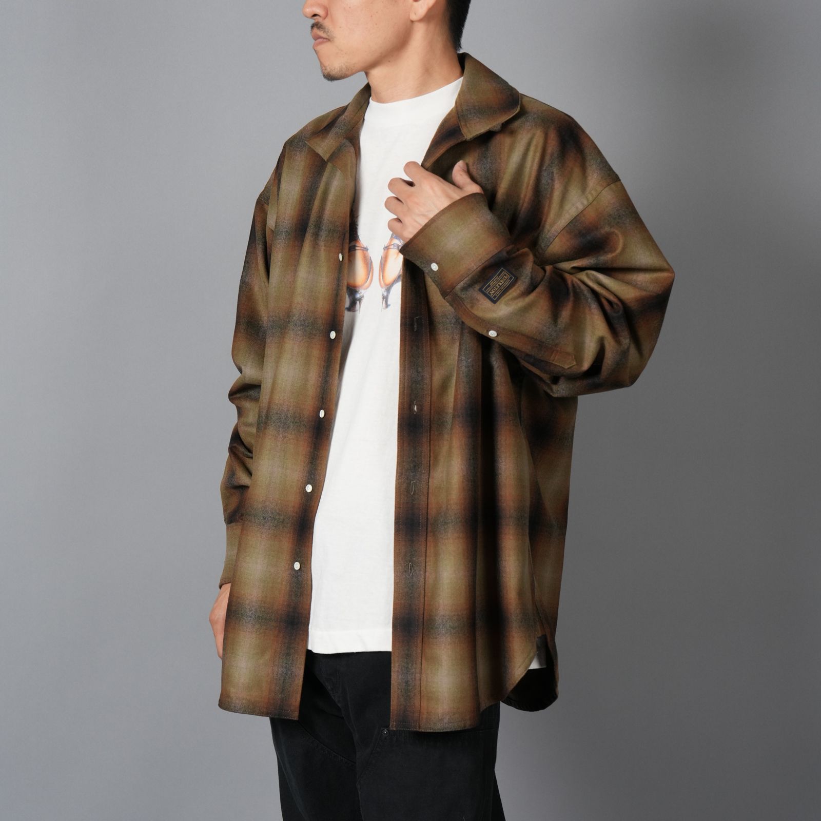 【限定】Basicks x Pendleton x DELUXE / Shadow Check Shirt / シャドウ チェックシャツ (カーキ)