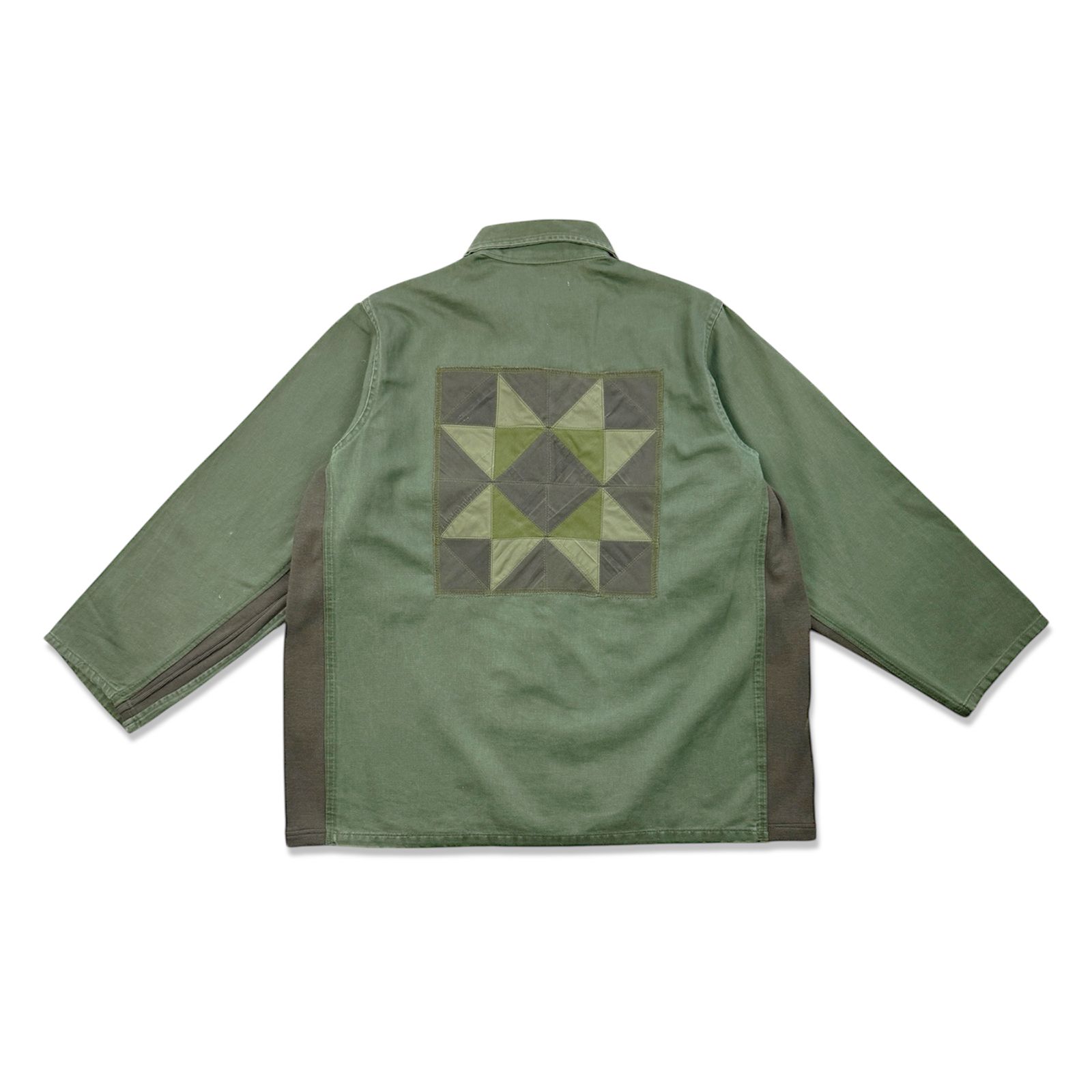 Patchwork US Army Utility Shirts  / パッチワーク ユーエス アーミー ユーテリティシャツ [古着リメイク](カーキ)
