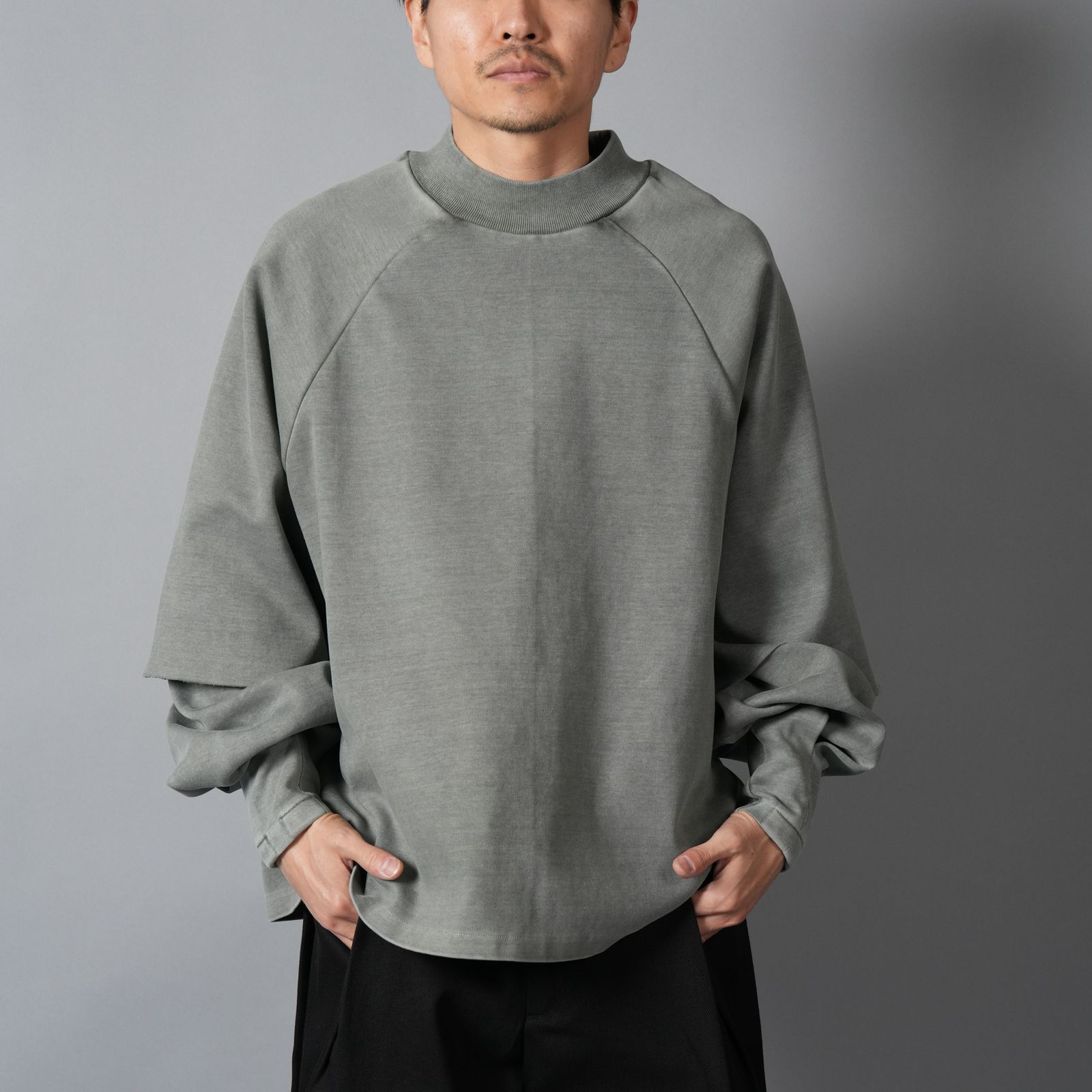 RAGLAN LAYERED LONGSLEEVE TEE / ラグラン レイヤード ロングスリーブT ロンT (セージフェード)