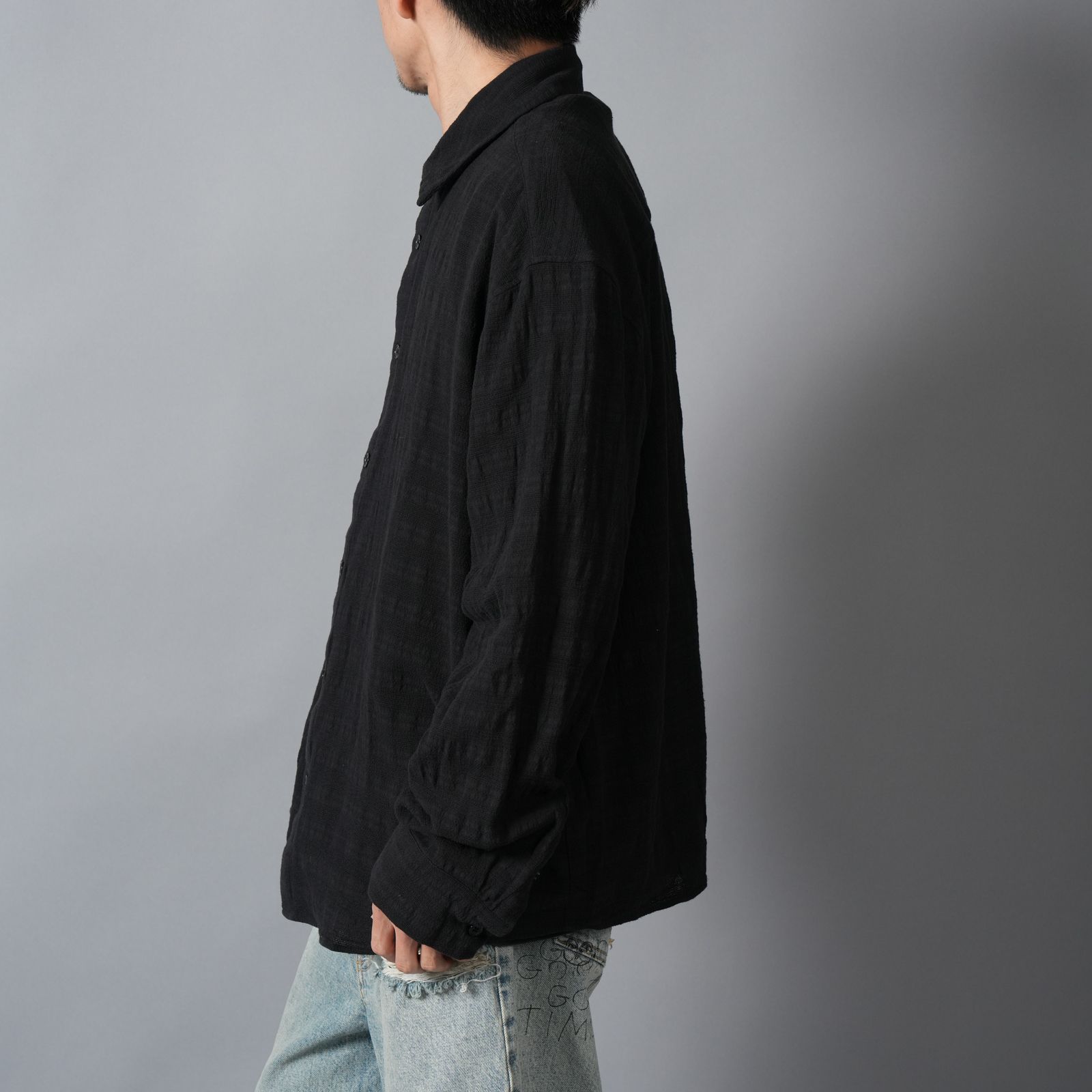 MAXI SHIRT / ロングスリーブシャツ (ブラック)