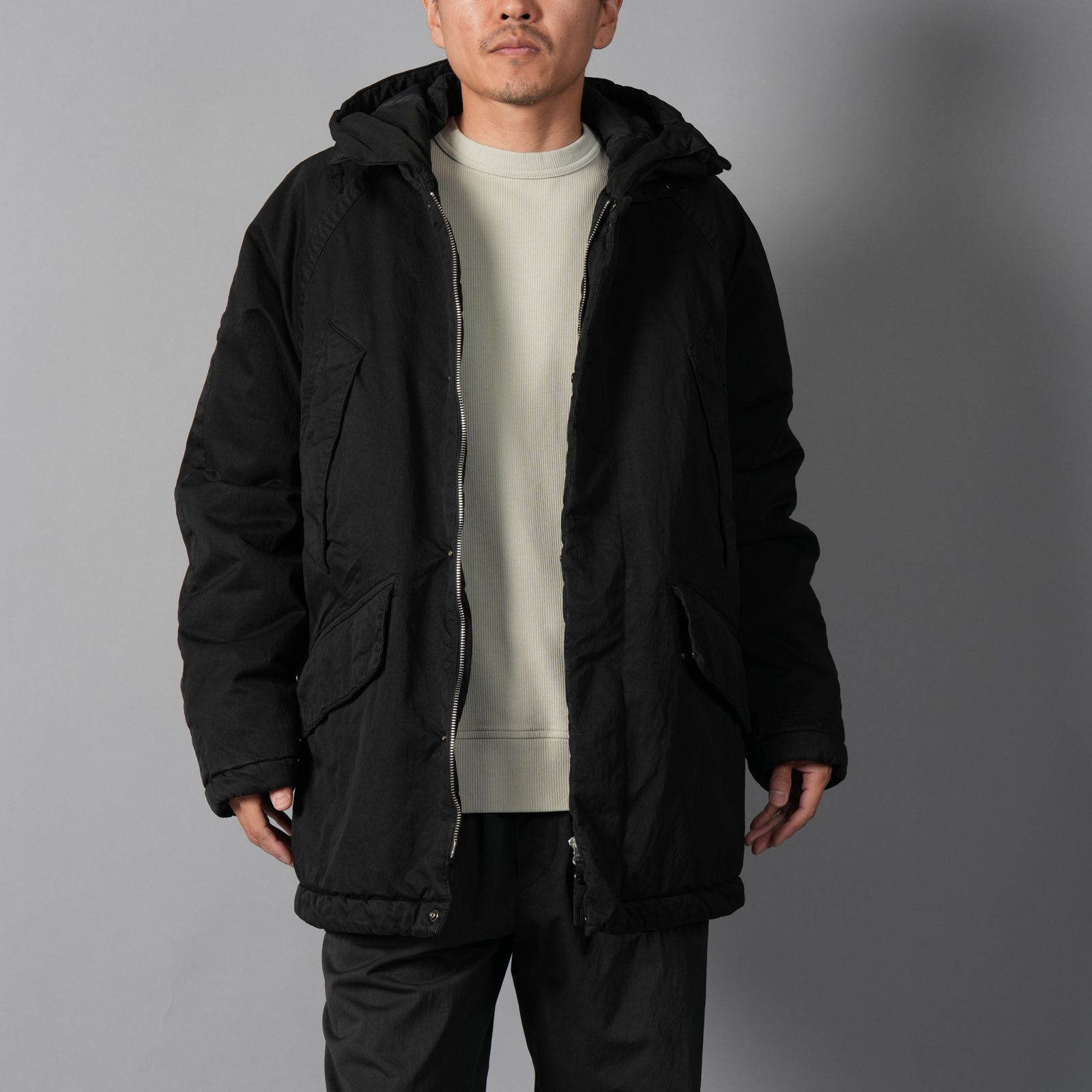OUTERWEAR MEDIUM JACKET IN GABARDINE CO/NY / ミディアムジャケット (ブラック)