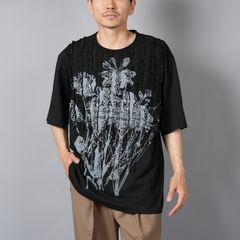 【ラスト1点】RUFFLE PRINT JERSEY / ラッフルプリント ジャージー / Tシャツ (ブラック)