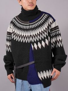 【ラスト1点】DECONSTRUCTED MORDIC KNIT / コンストラクテッド モルディック ニット (チャコール/ネイビー)