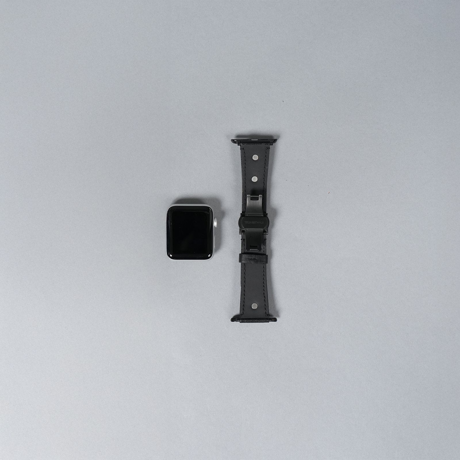 レザーハイブリッドバンド スタッズ for Apple Watch (ブラック)