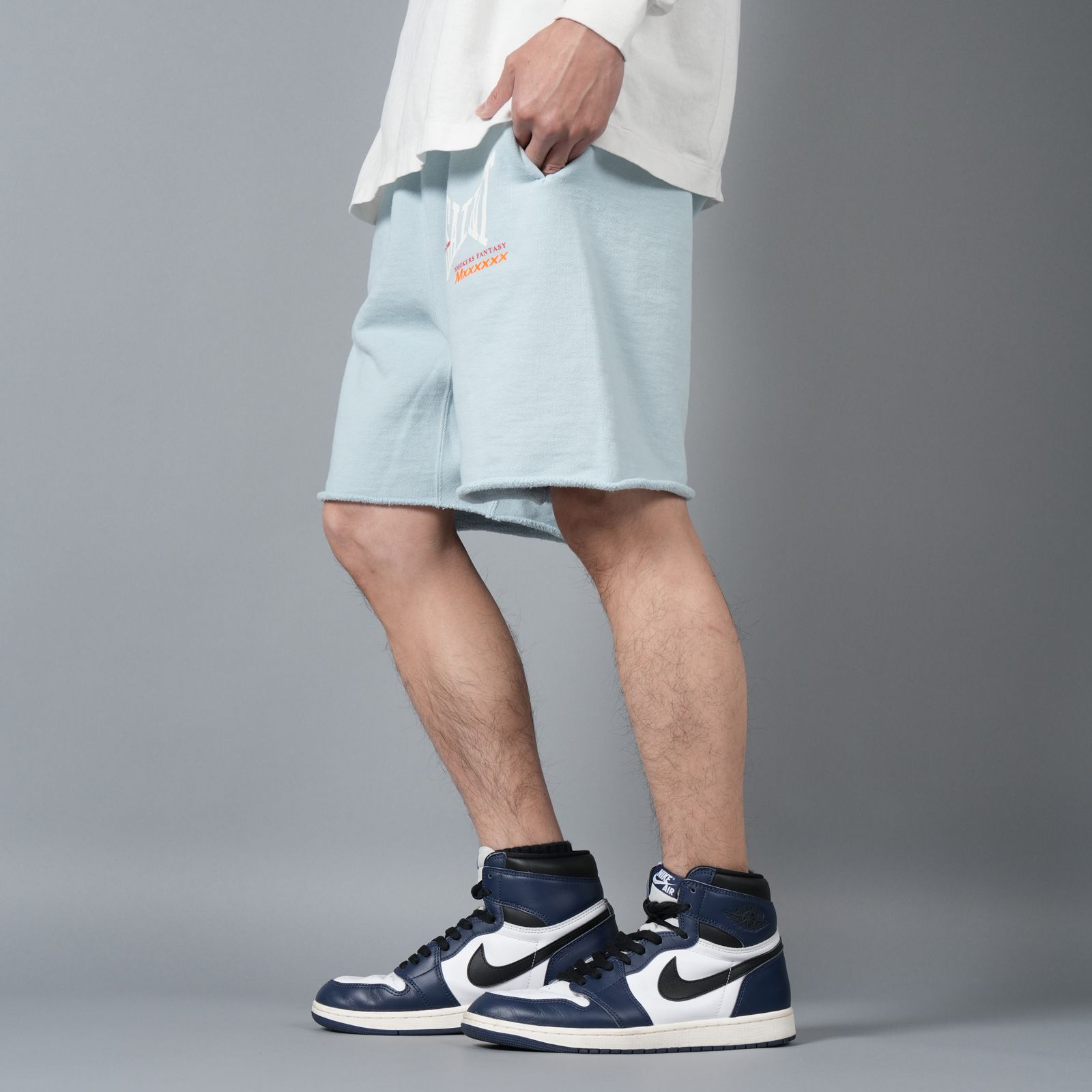 【ラスト1点】SM-HR8-0000-060 / SWEAT SHORTS / RIBON SAINT / BLUE / スウェットショーツ (ブルー)