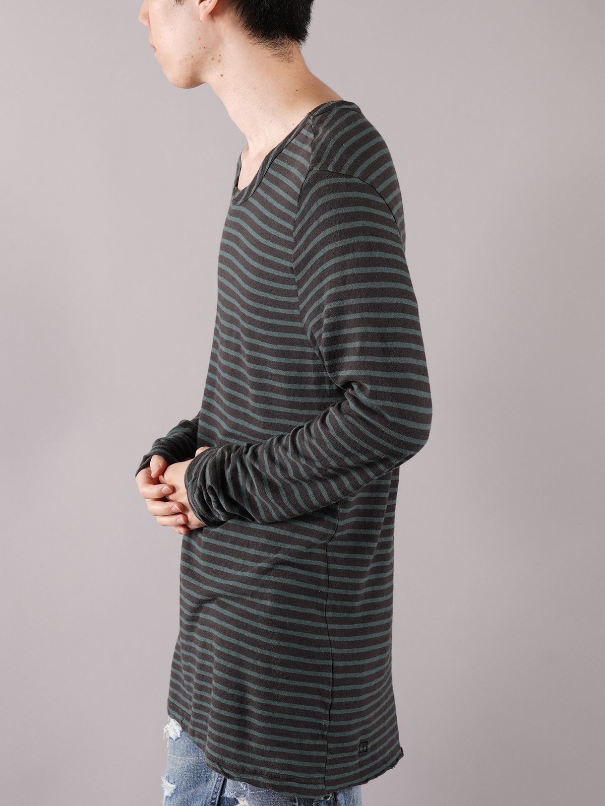 SINSTER STRIPE LS TEE - カットソー (ブラック)