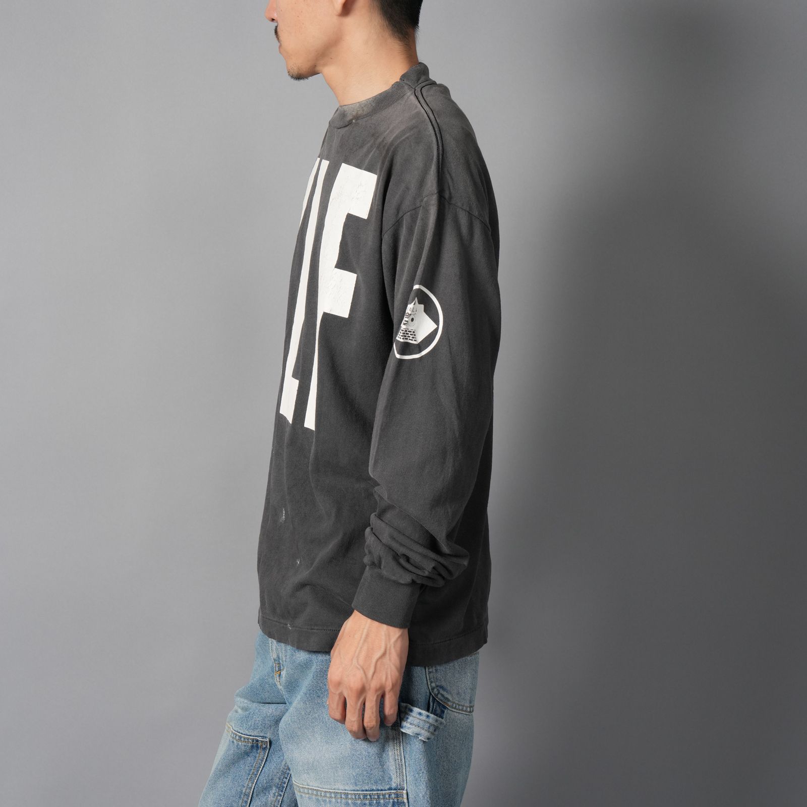 【ラスト1点】【コラボ】SM-HR1-0000-C03 / KLF  / LS TEE / WHITE KLF / BLACK / ロンT・カットソー (ブラック)