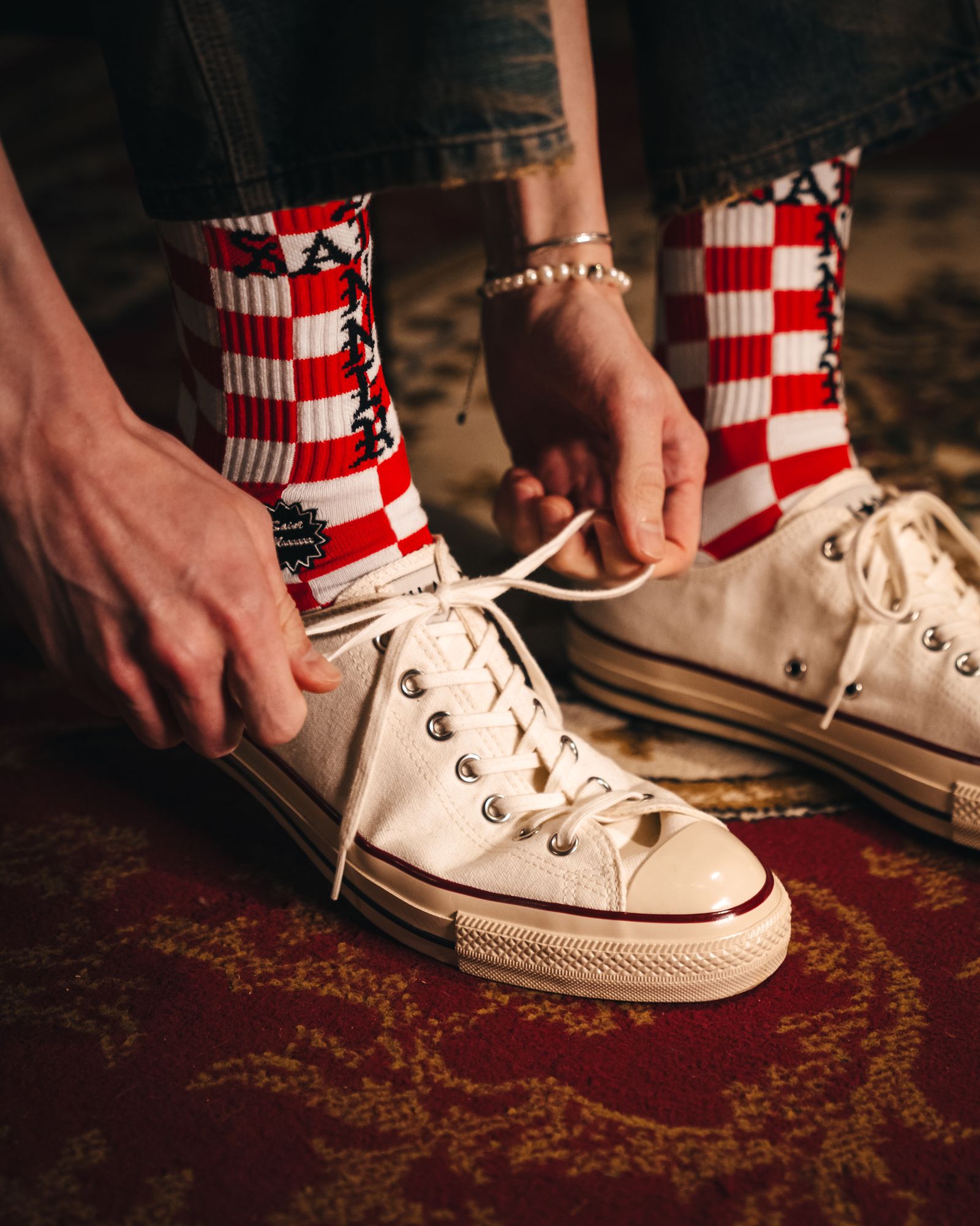 【ラスト1点】SM-HR1-0000-118 / SOCKS / SINNER / WHITE+RED / ソックス (ホワイト/レッド)