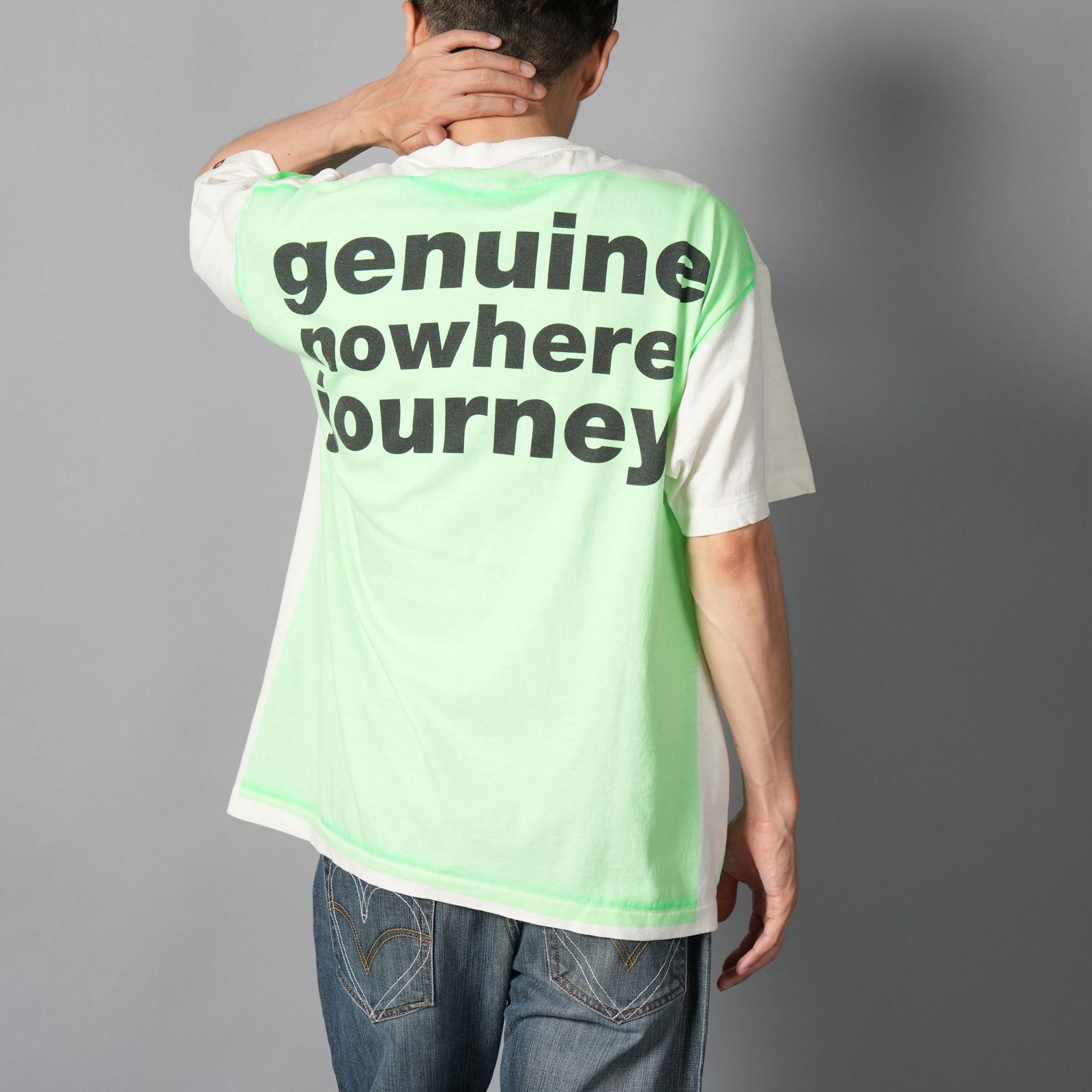 【残りわずか】【コラボ】SM-HR1-0000-C34 / BAPE_SS TEE / HANDPRINT / Tシャツ (ホワイト/グリーン)