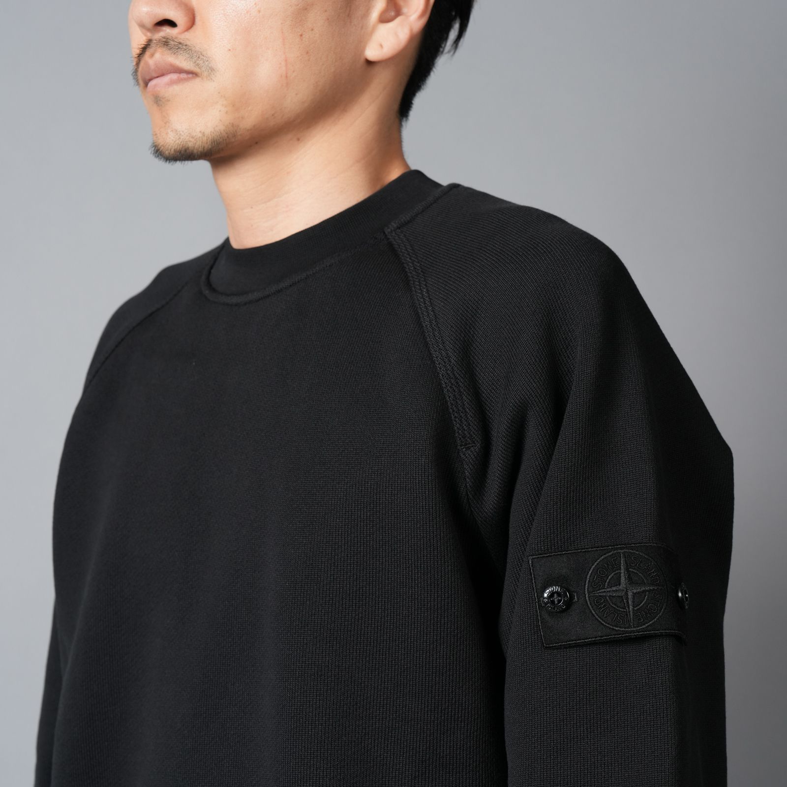 【残りわずか】6100028 / HEAVY ORGANIC COTTON FLEECE_S.I. GHOST / クルーネックスウェット・トレーナー (ブラック)