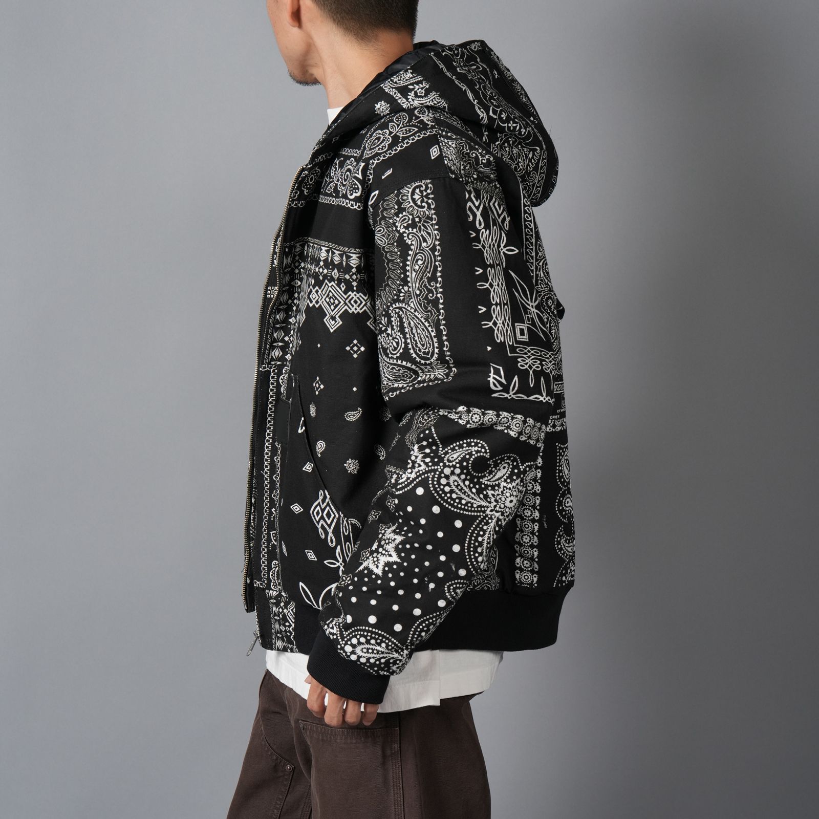 MH027 / Quilted Hoodie Jacket / キルテッド フーディージャケット (ブラック)