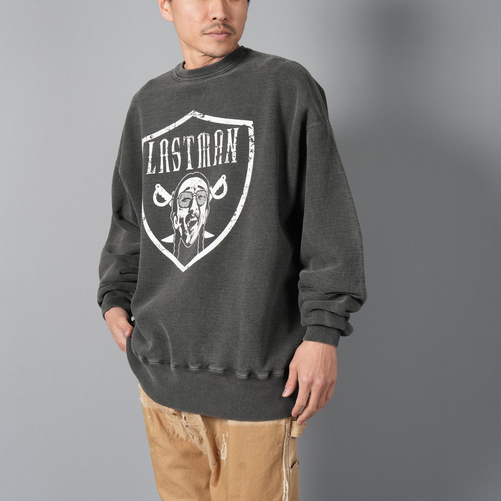 【残りわずか】PRINTED CREW NECK "NFL" / プリント クルーネック エヌエフエル / スウェット・トレーナー (ブラック)