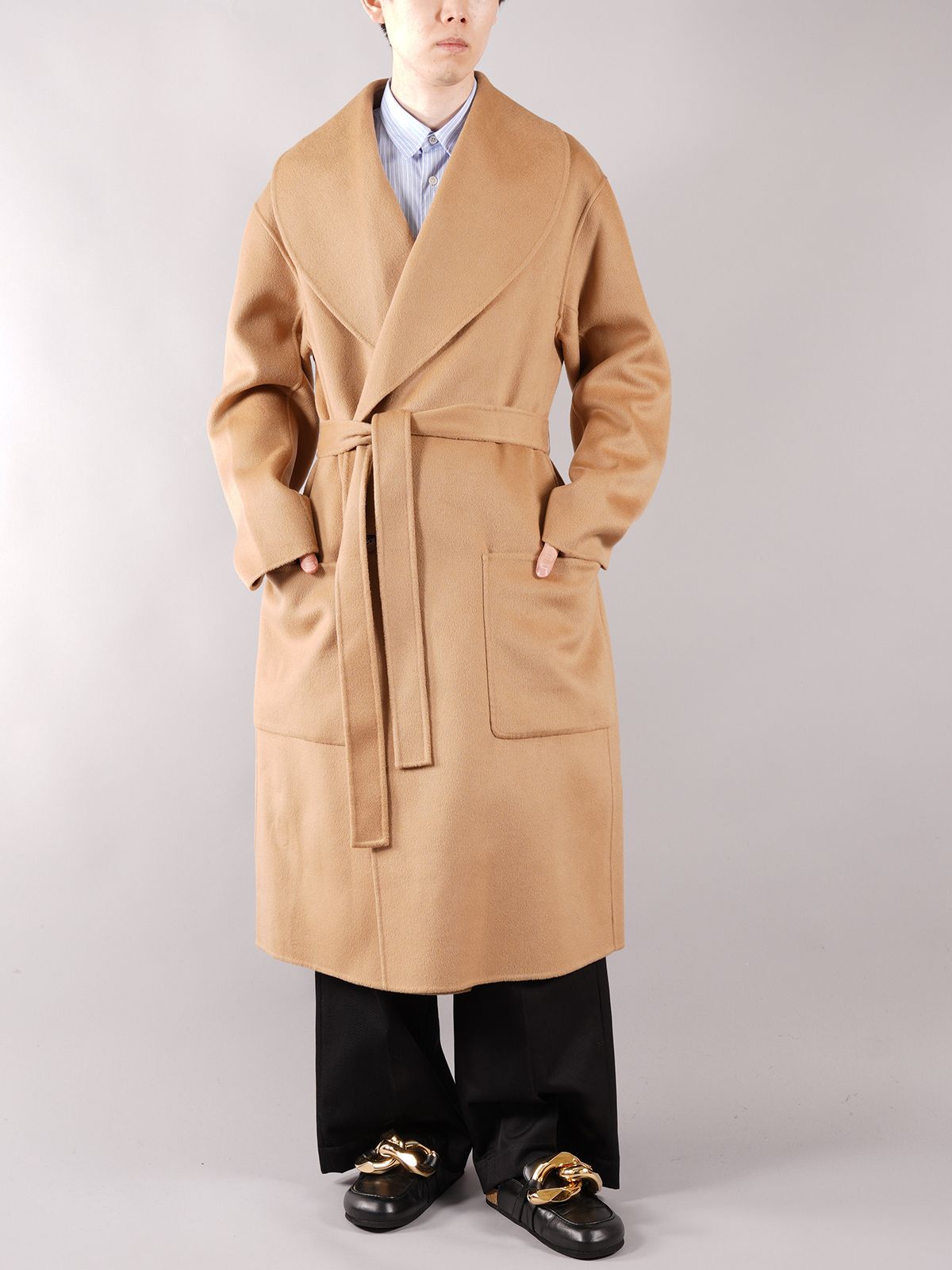 JW ANDERSON - ラスト1点 / SHAWL COLLAR BELTED COAT / ショールカラーベルテッドコート (ベージュ) |  Confidence