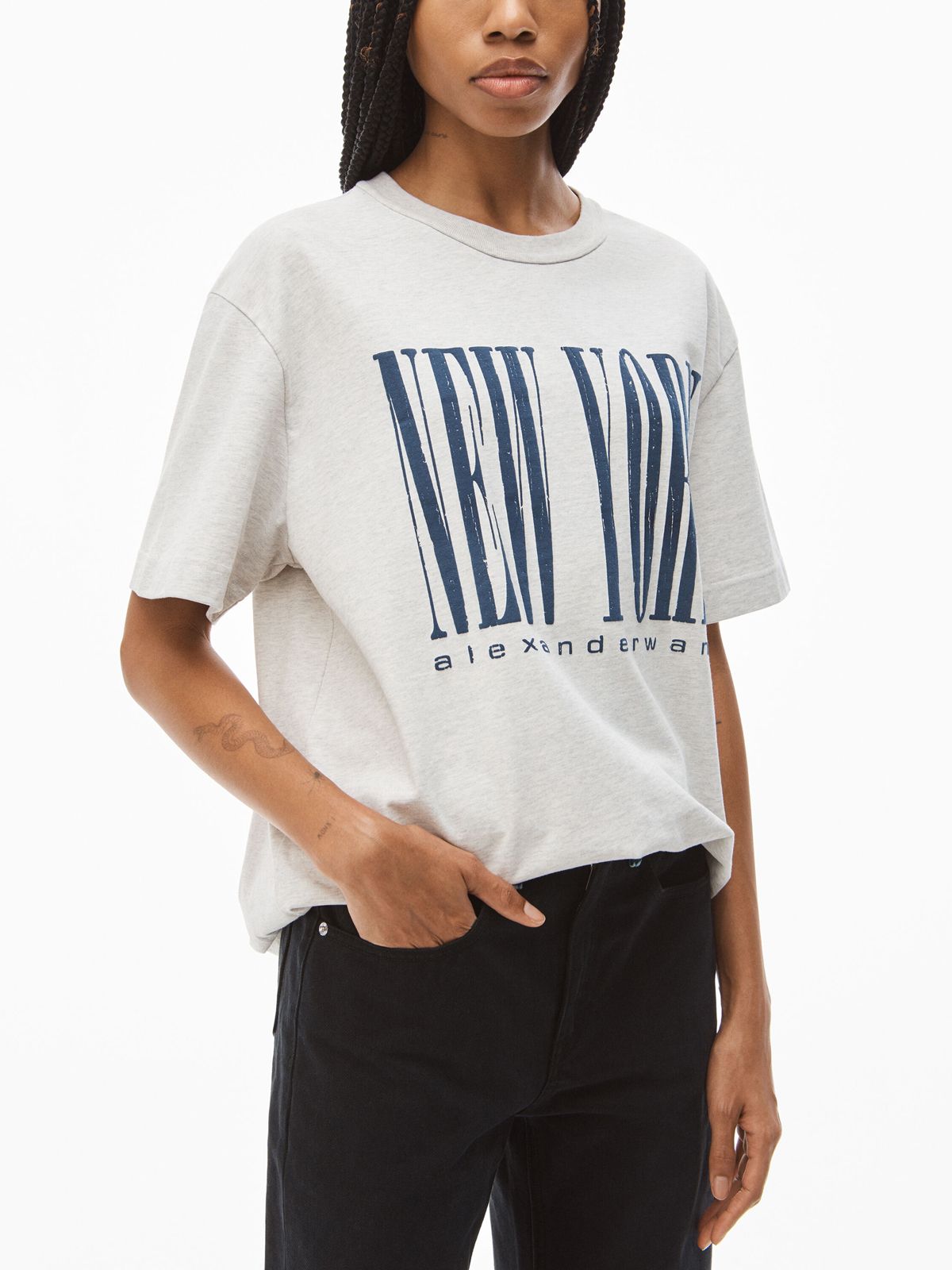 Alexander Wang - 【ラスト1点】 SHORT SLEEVE TEE WITH NY PUFF GRAPHIC / Tシャツ  【ユニセックス】 (ライトヘザーグレー) | Confidence