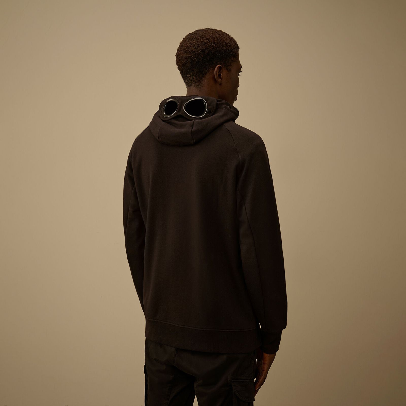 Diagonal Raised Fleece Goggle Zip Sweatshirt / ジップフーディー (ブラック)