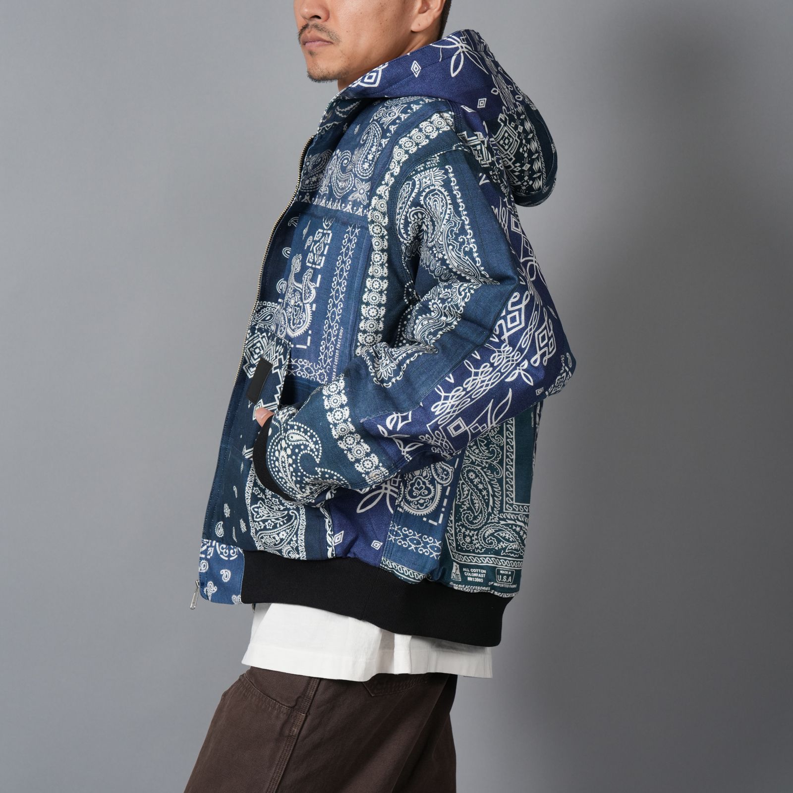 MH027 / Quilted Hoodie Jacket / キルテッド フーディージャケット (ブルー)