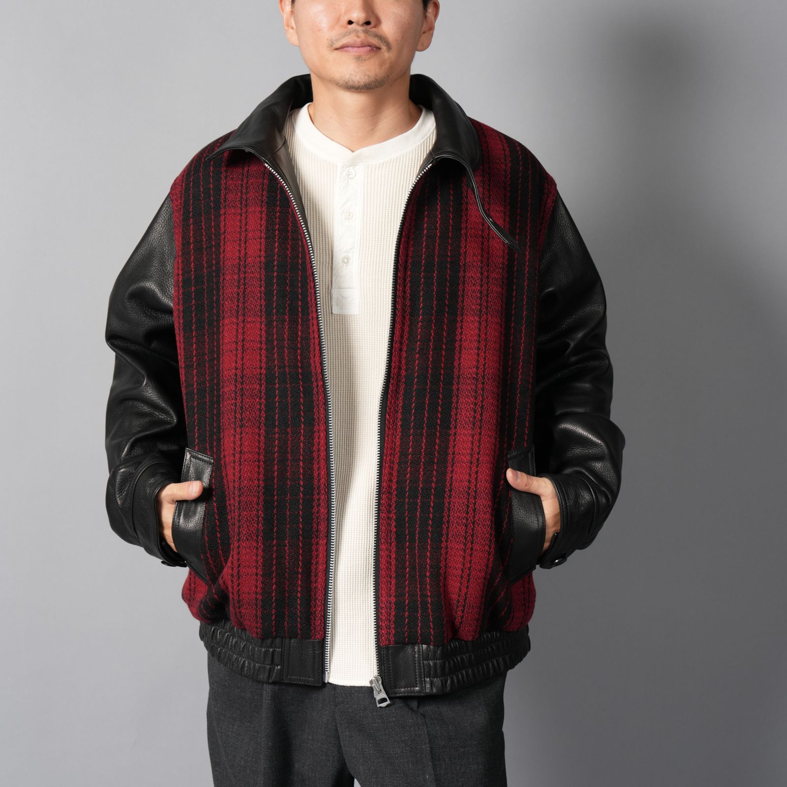 【ラスト1点】Murdoc Leather Jacket / マードックレザージャケット(レッド/ブラック)