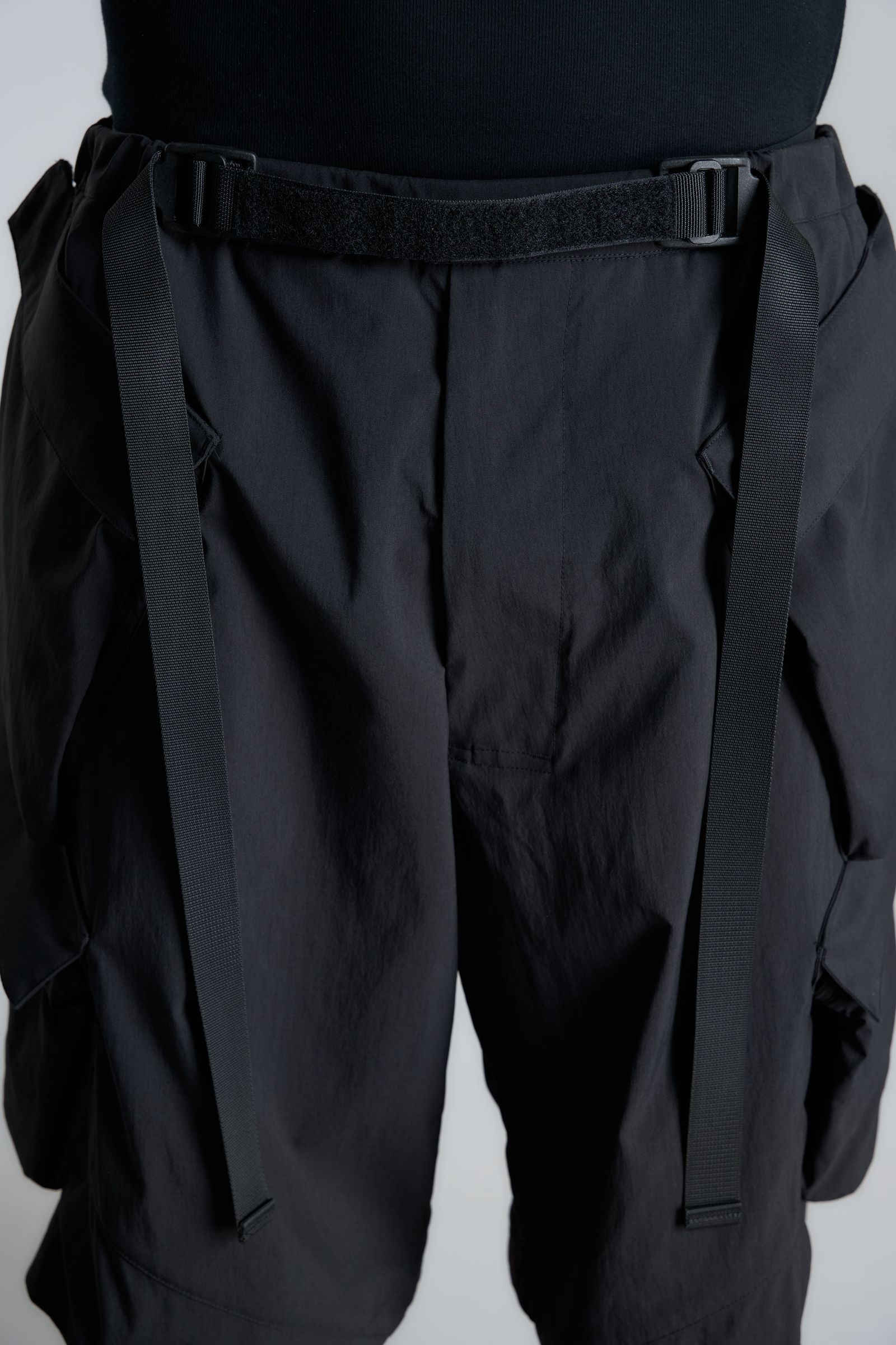 【ラスト1点】SP56A-M / NYLON STRETCH DOUBLE CARGO SHORT PANT / ショートパンツ [ウルトラワイドフィット][ストレッチ入り] (ブラック)
