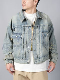 【残りわずか】【限定】SM-A23-0000-C17 / BJ_DENIM JKT / DAMAGE / デニムジャケット (ブルー)