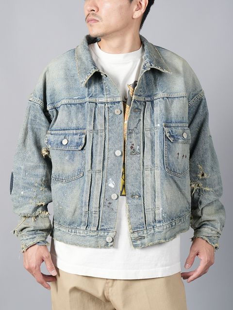 【残りわずか】【限定】SM-A23-0000-C17 / BJ_DENIM JKT / DAMAGE / デニムジャケット (ブルー)