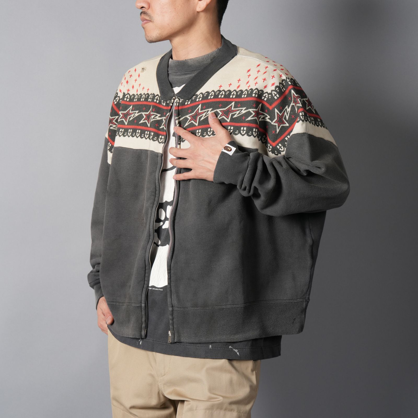 【ラスト1点】【コラボ】SM-MK8-0000-C52 / BAPE_ZIP CARDIGAN / ジップカーディガン (ブラック)