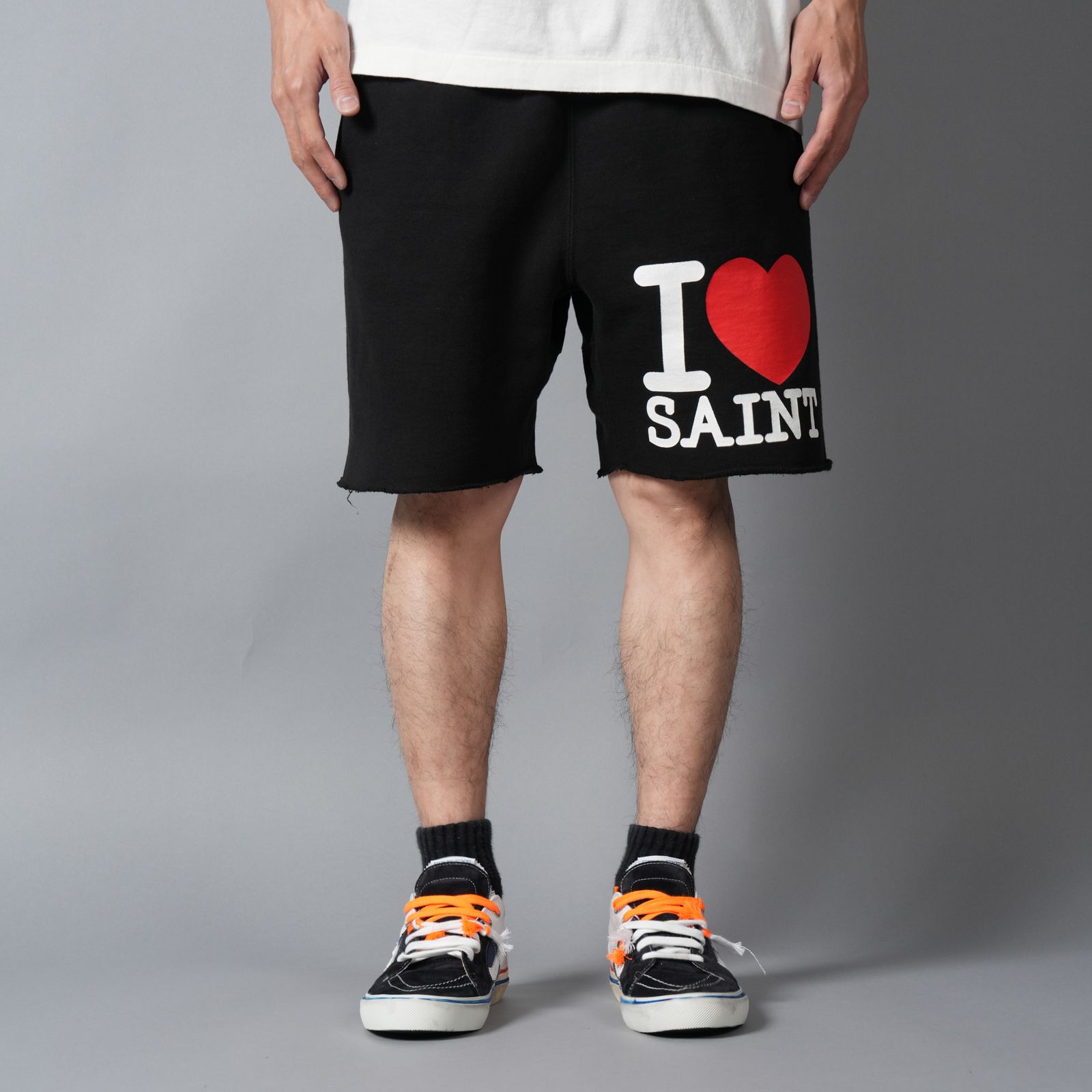 SM-MK8-0000-066 / SWEAT SHORTS / I LOVE SAINT/BLK / スウェットショーツ (ブラック)