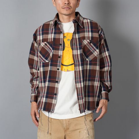 DAMAGED FLANNEL SHIRTS / ネルシャツ (ブラウン)