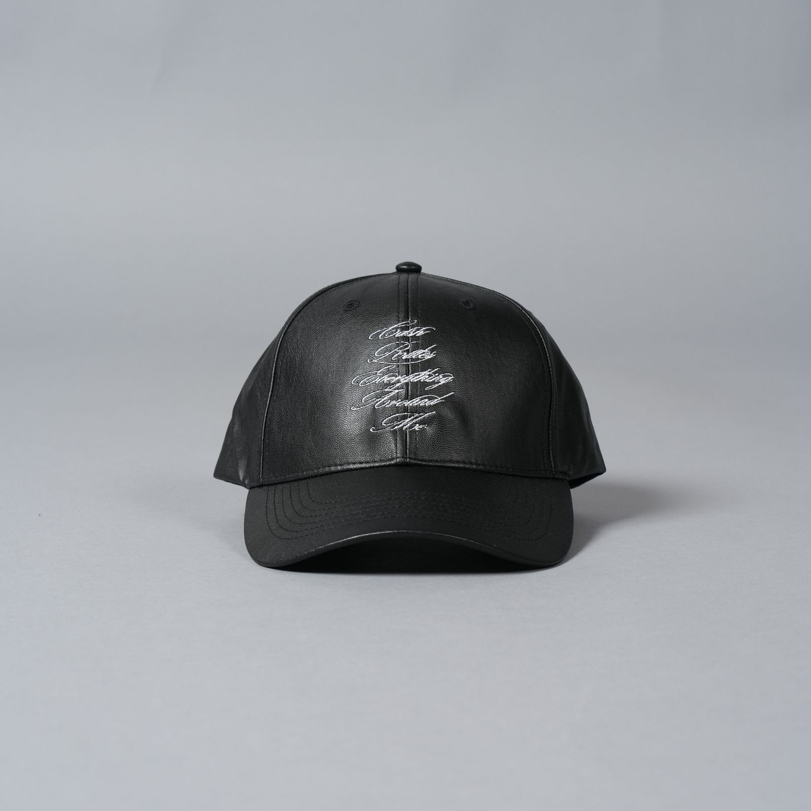 【ラスト1点】PU LEATHER BASEBALL CAP "C.R.E.A.M" / キャップ (ブラック)