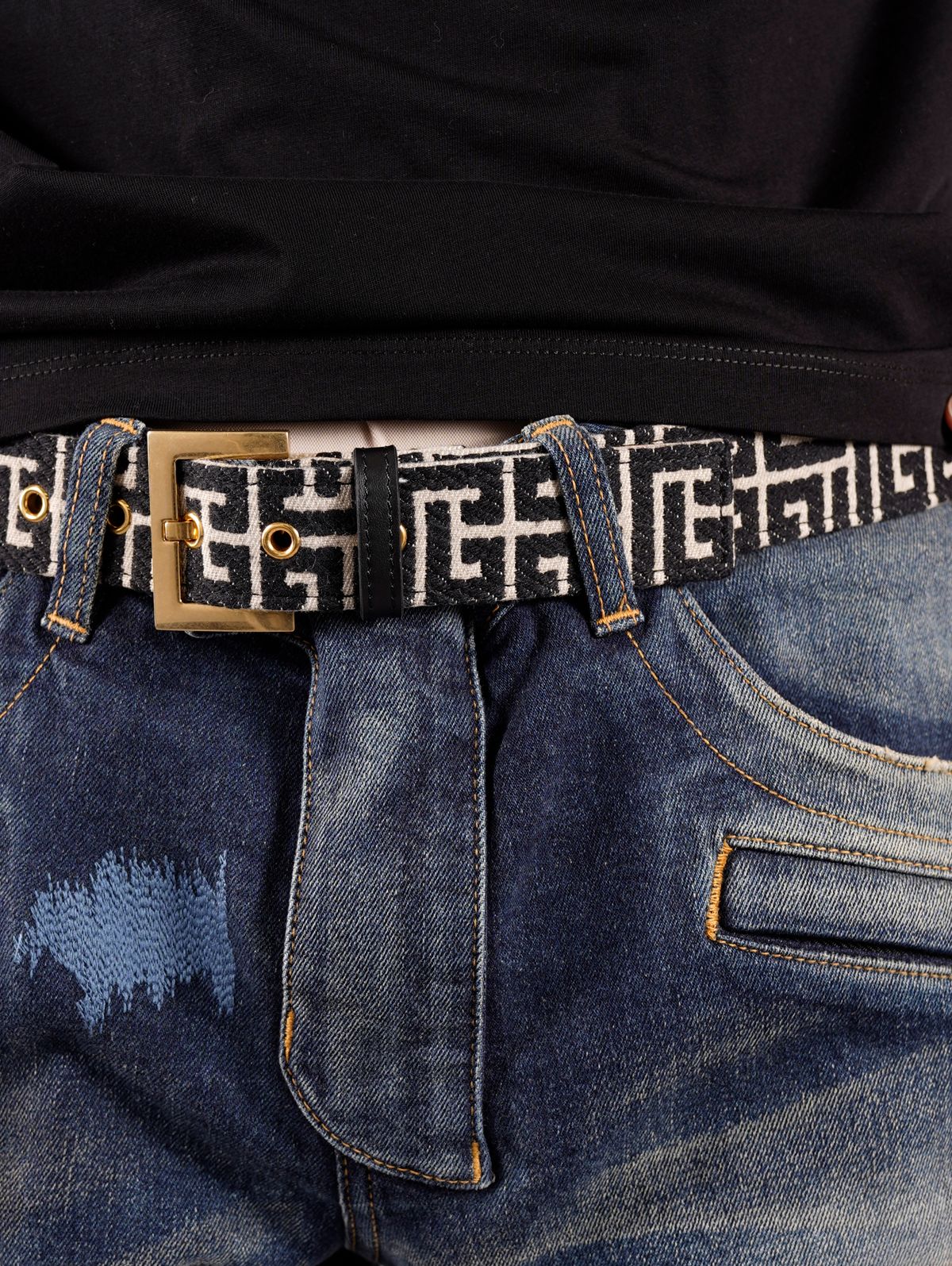 【ラスト1点】BH1 DENIM BIKER / バイカーパンツ (ストレッチ テーパード) / ブルー / メンズ